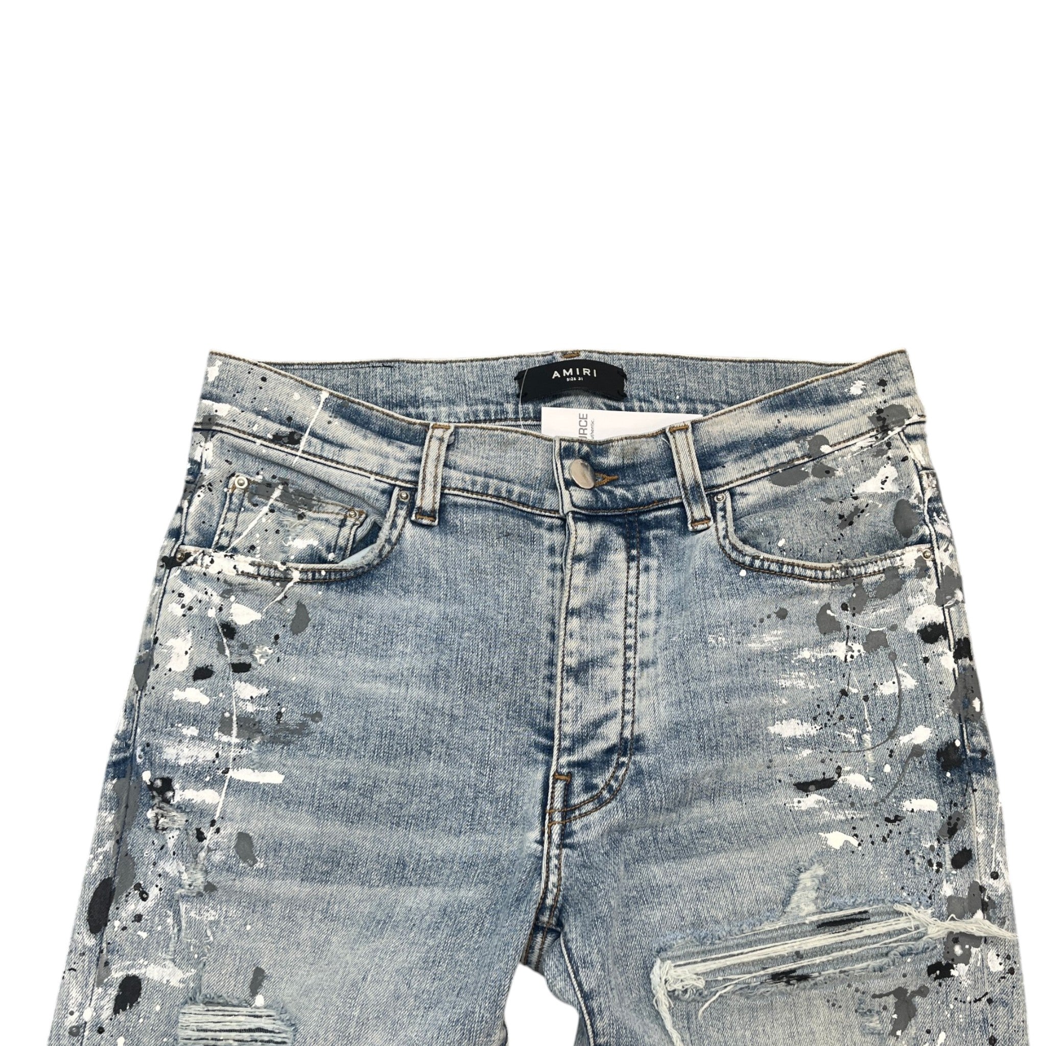 Men's Paint Splash Jeans Blue Size Waist 31"