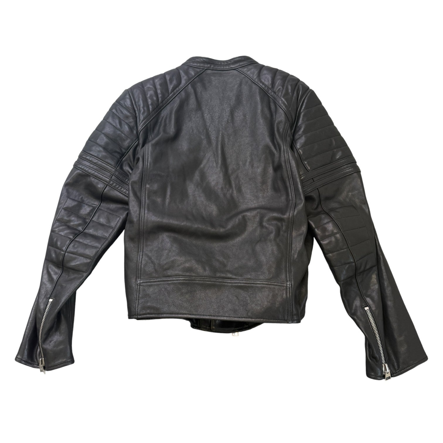 Men's Leather Biker Jacket Black Size XXL