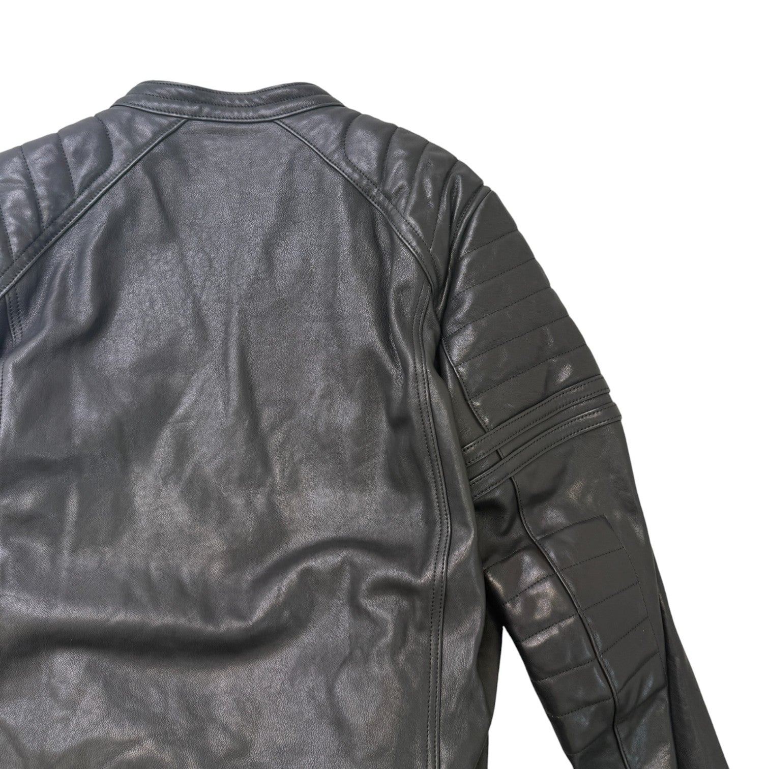 Men's Leather Biker Jacket Black Size XXL