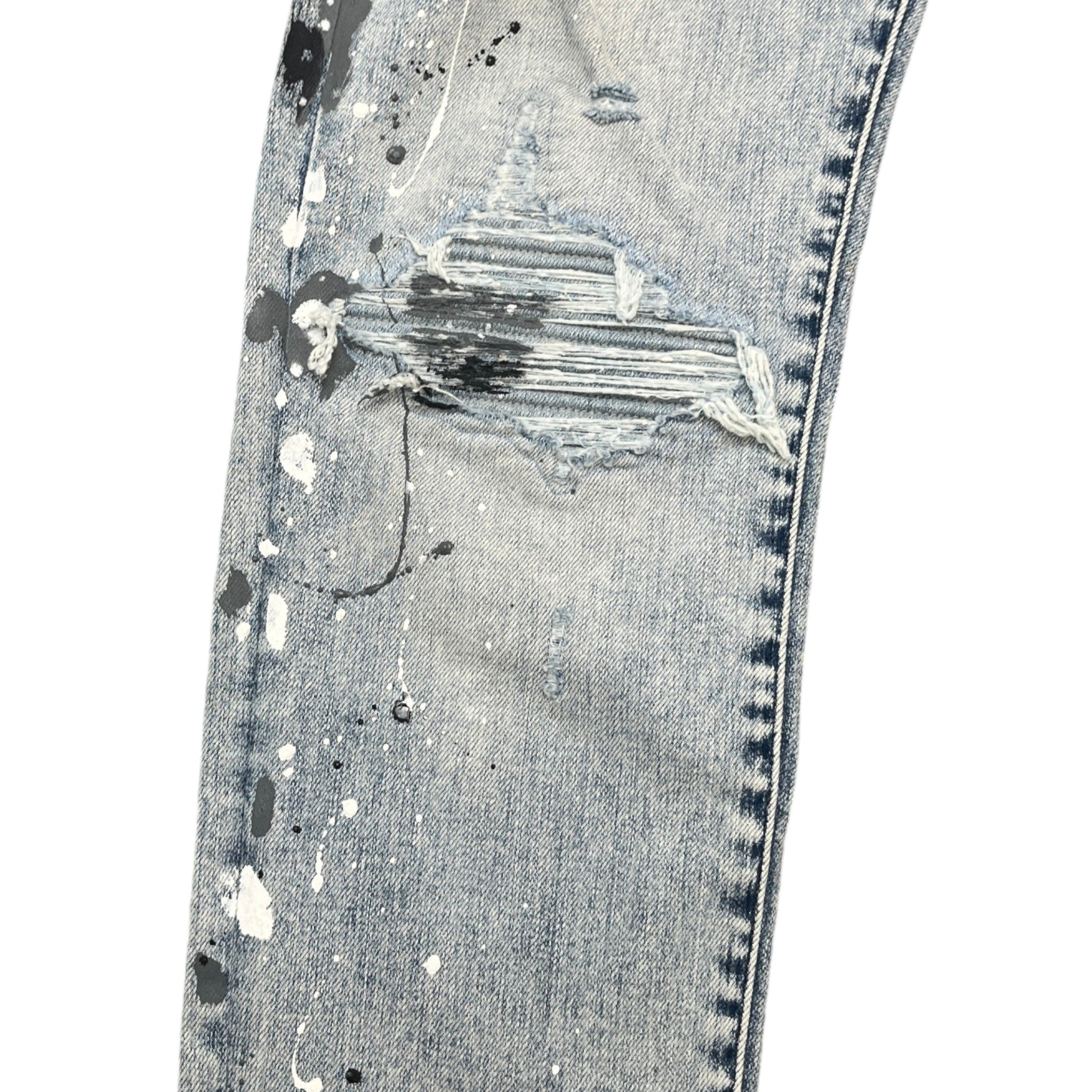 Men's Paint Splash Jeans Blue Size Waist 31"