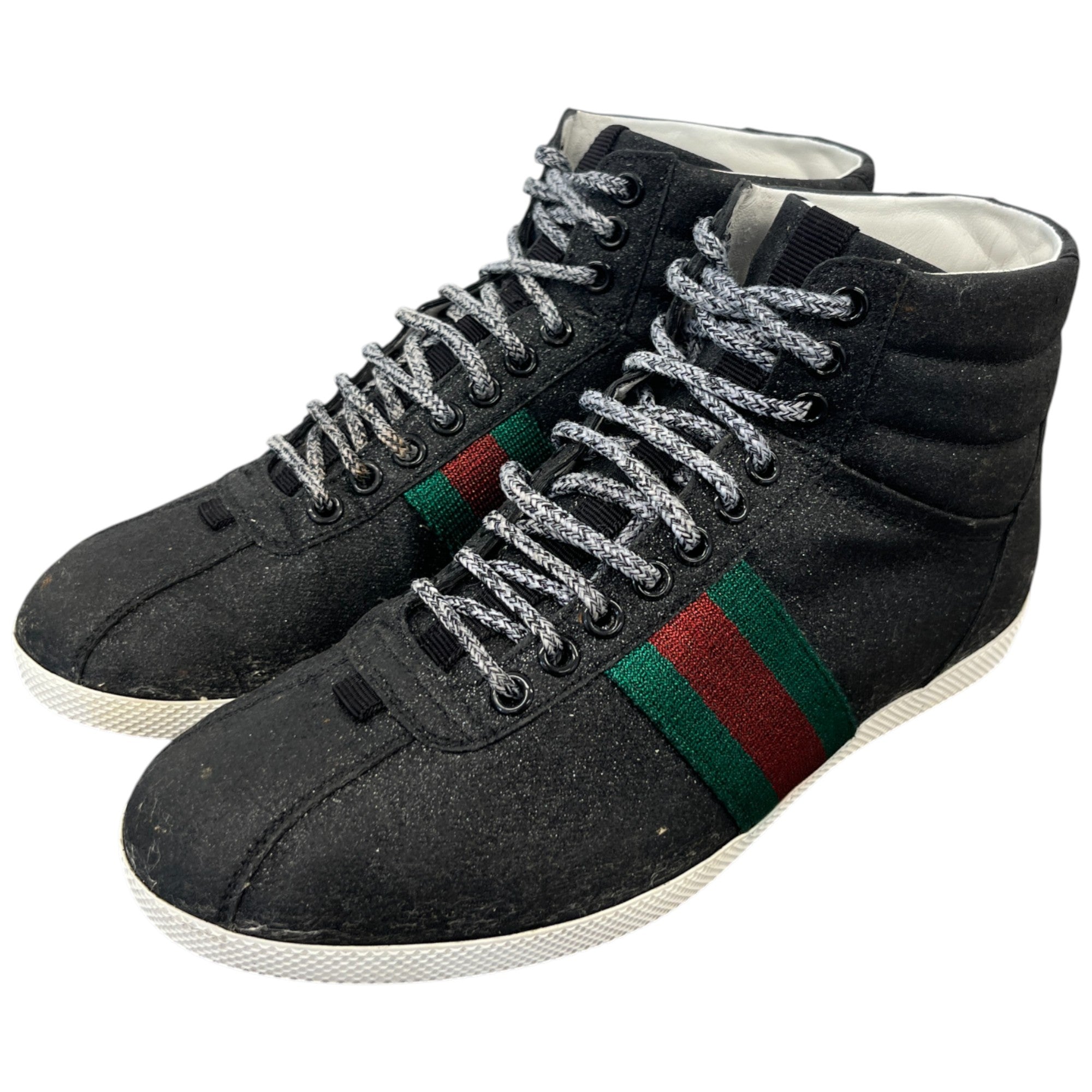 Men's Web Stripe High Trainers Black Size EU 40 / UK 6