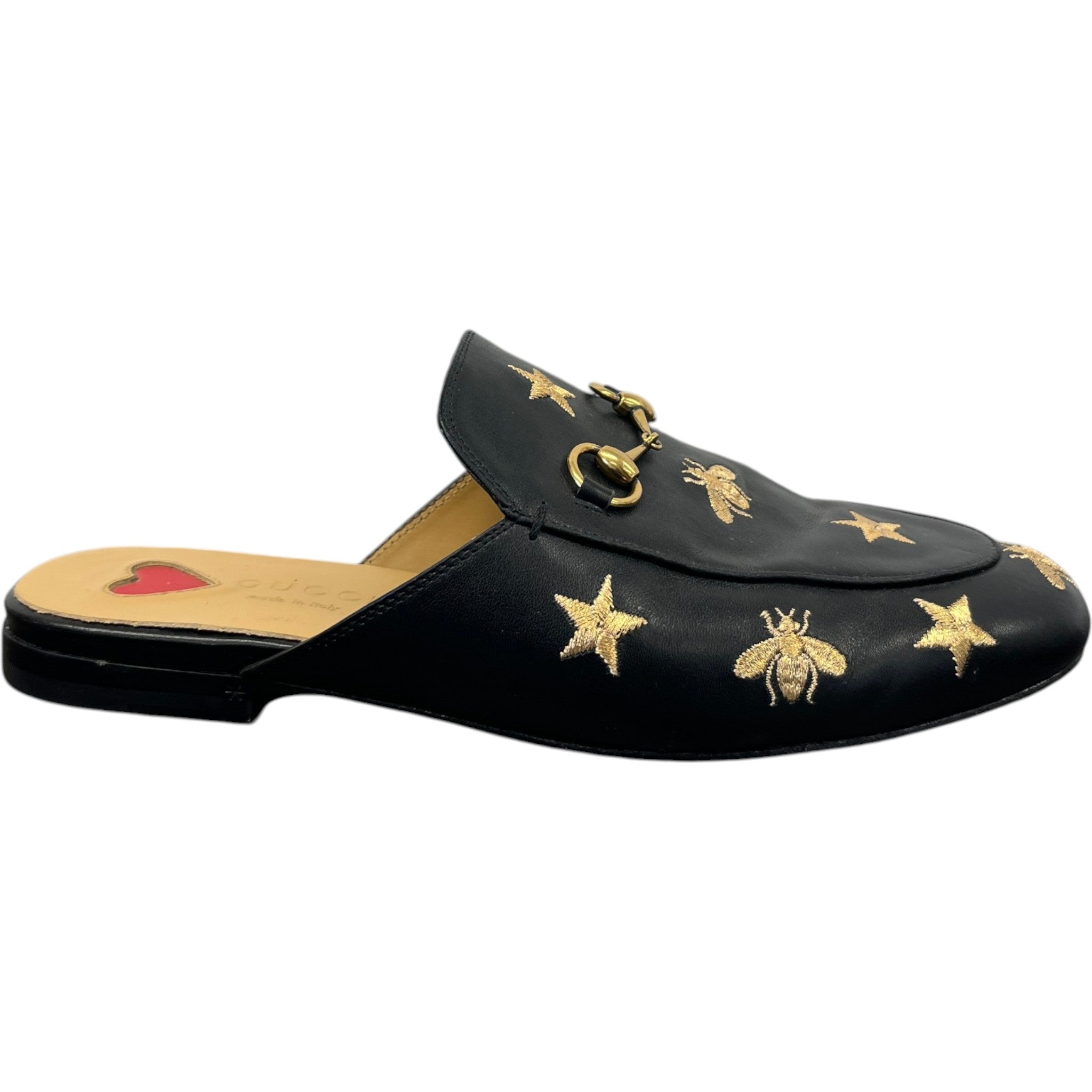 Women's Star And Bee Embroidered Princetown Mules Black Size EU 39 / UK 6