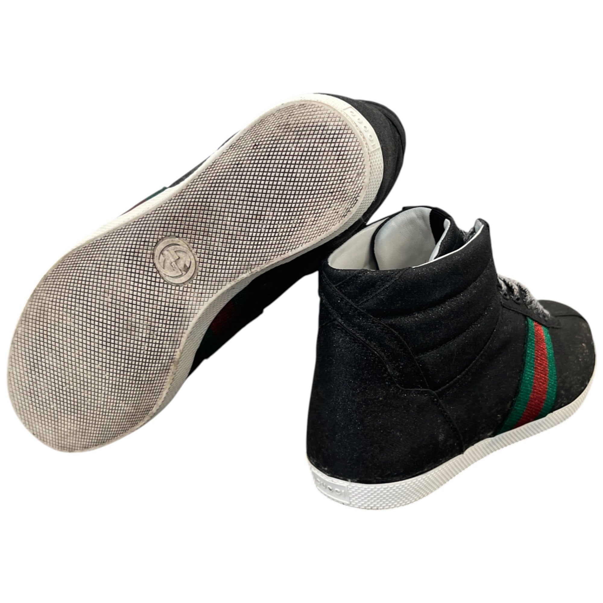 Men's Web Stripe High Trainers Black Size EU 40 / UK 6