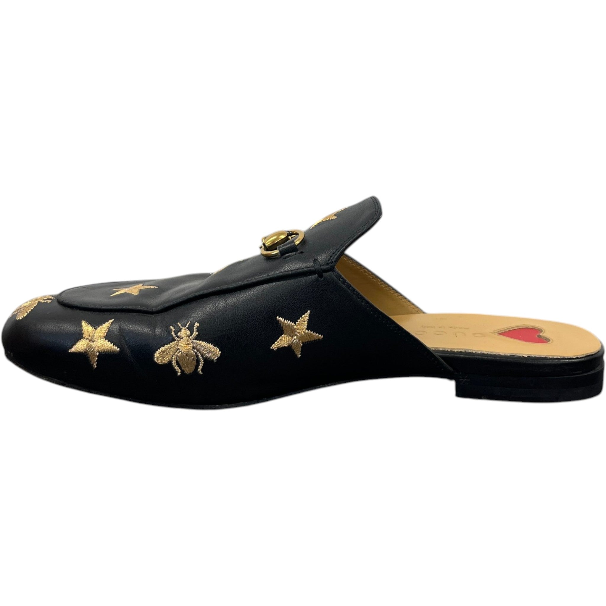 Women's Star And Bee Embroidered Princetown Mules Black Size EU 39 / UK 6