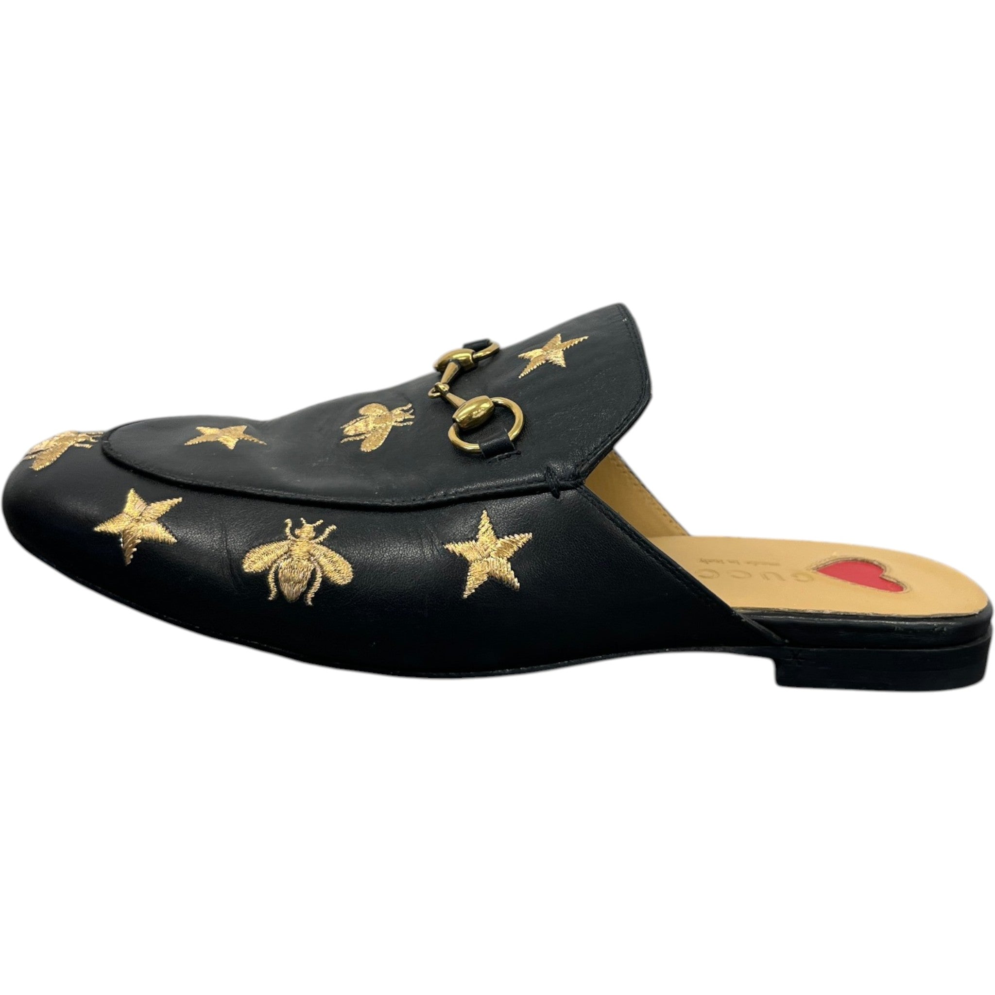 Women's Star And Bee Embroidered Princetown Mules Black Size EU 39 / UK 6