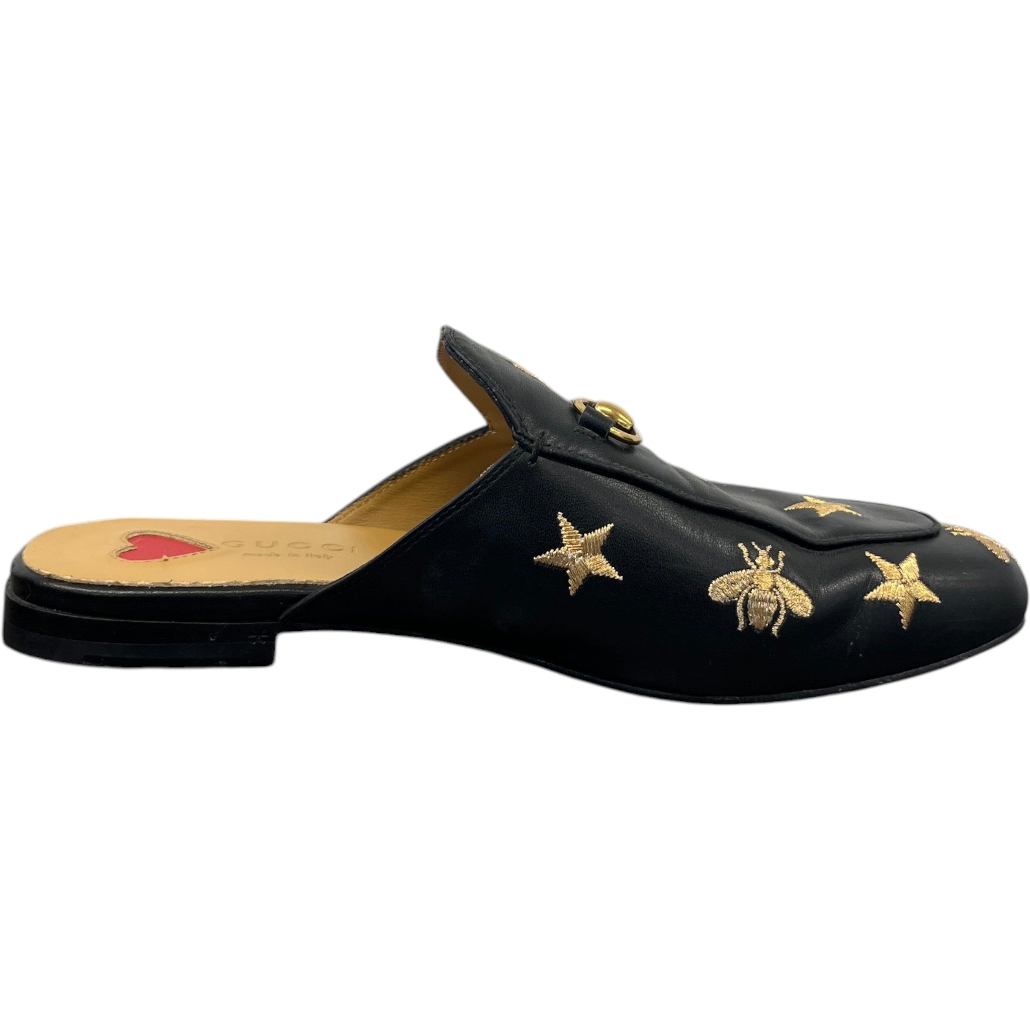 Women's Star And Bee Embroidered Princetown Mules Black Size EU 39 / UK 6