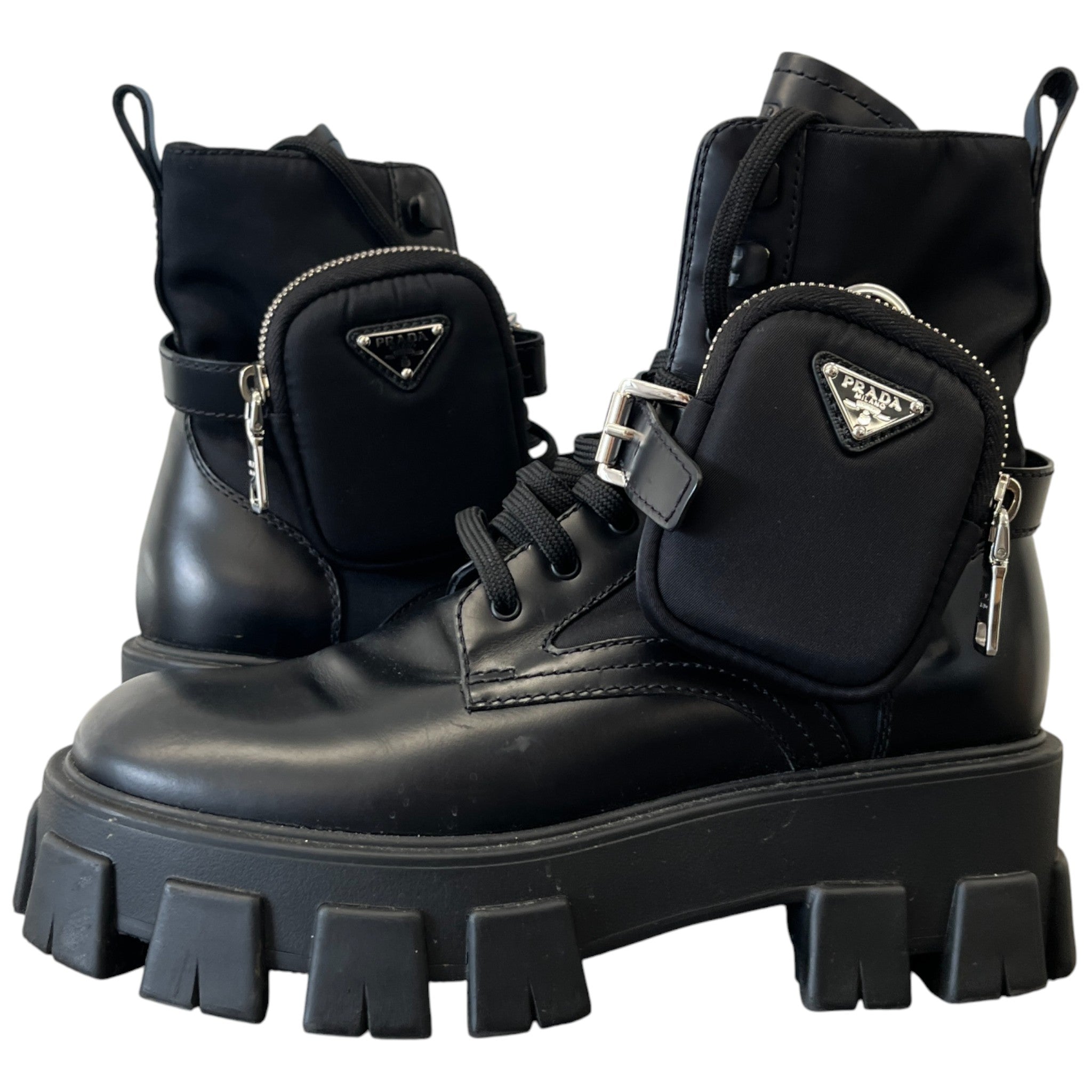 Women's Combat Pouch Boots Black Size EU 37.5 / UK 4.5