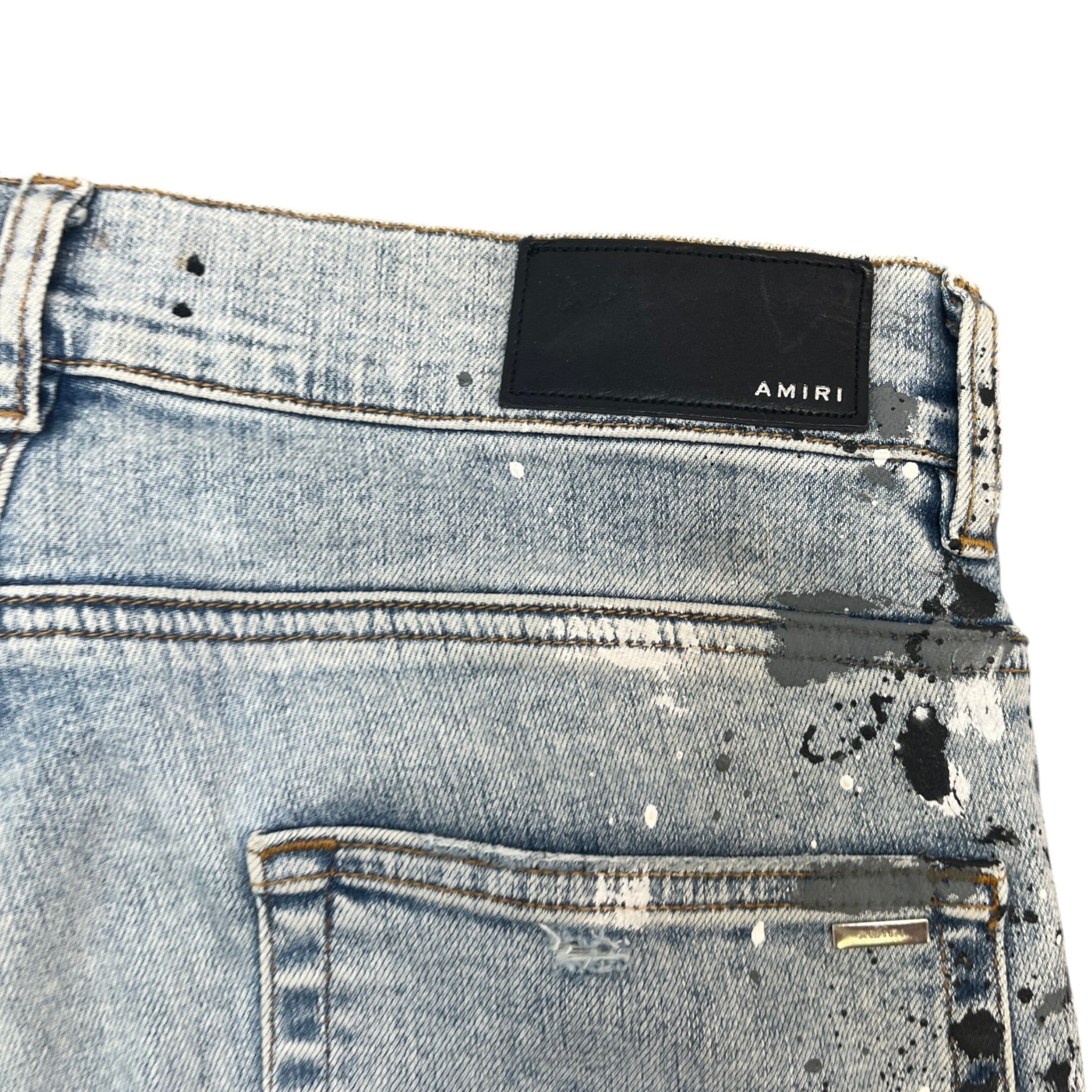 Men's Paint Splash Jeans Blue Size Waist 31"