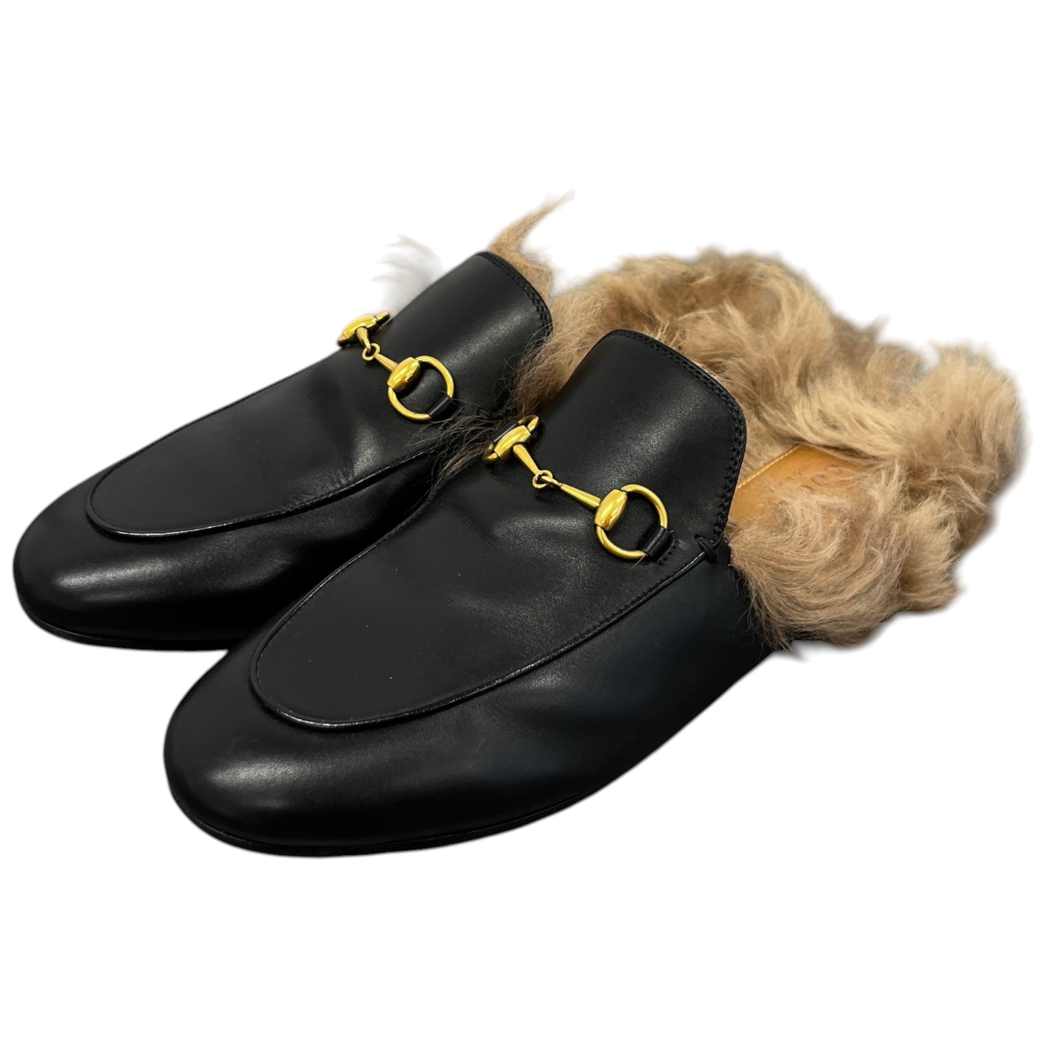 Women's Princetown Shearling Mules Loafers Black Size EU 39 / UK 6