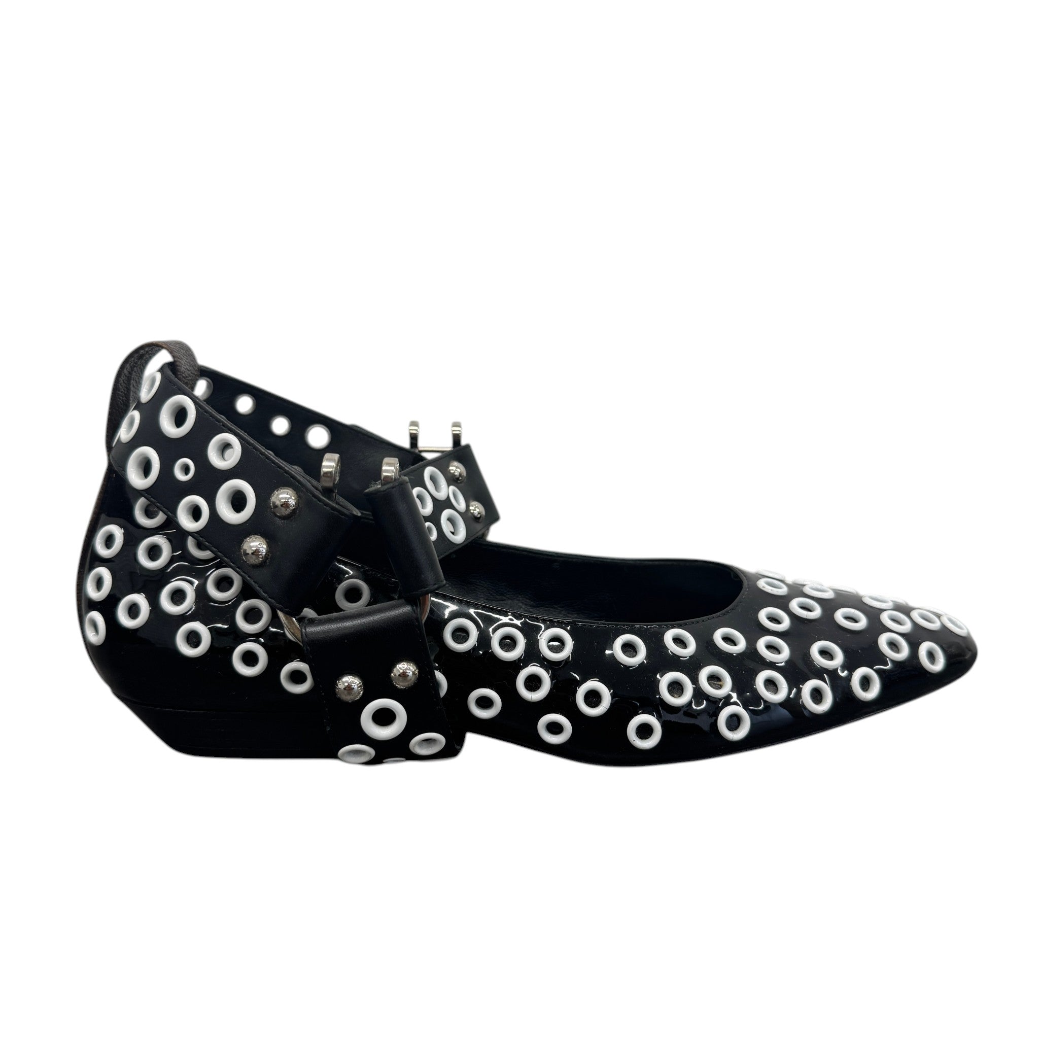 Women's Eyelet Ballet Flats Mules Black Size EU 39 / UK 6