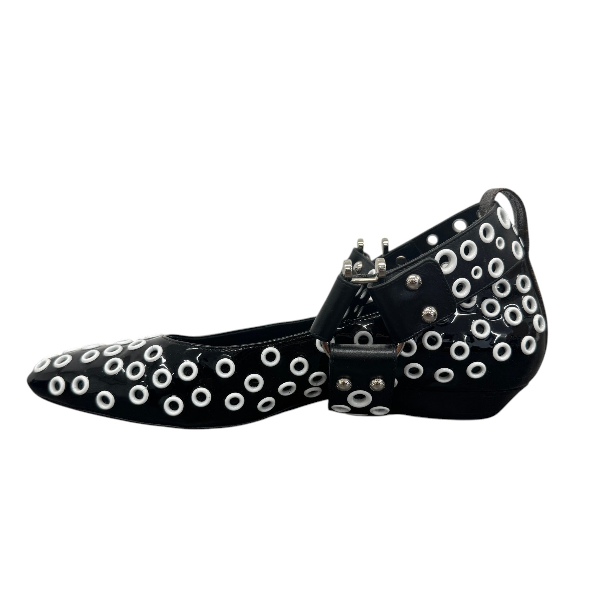 Women's Eyelet Ballet Flats Mules Black Size EU 39 / UK 6