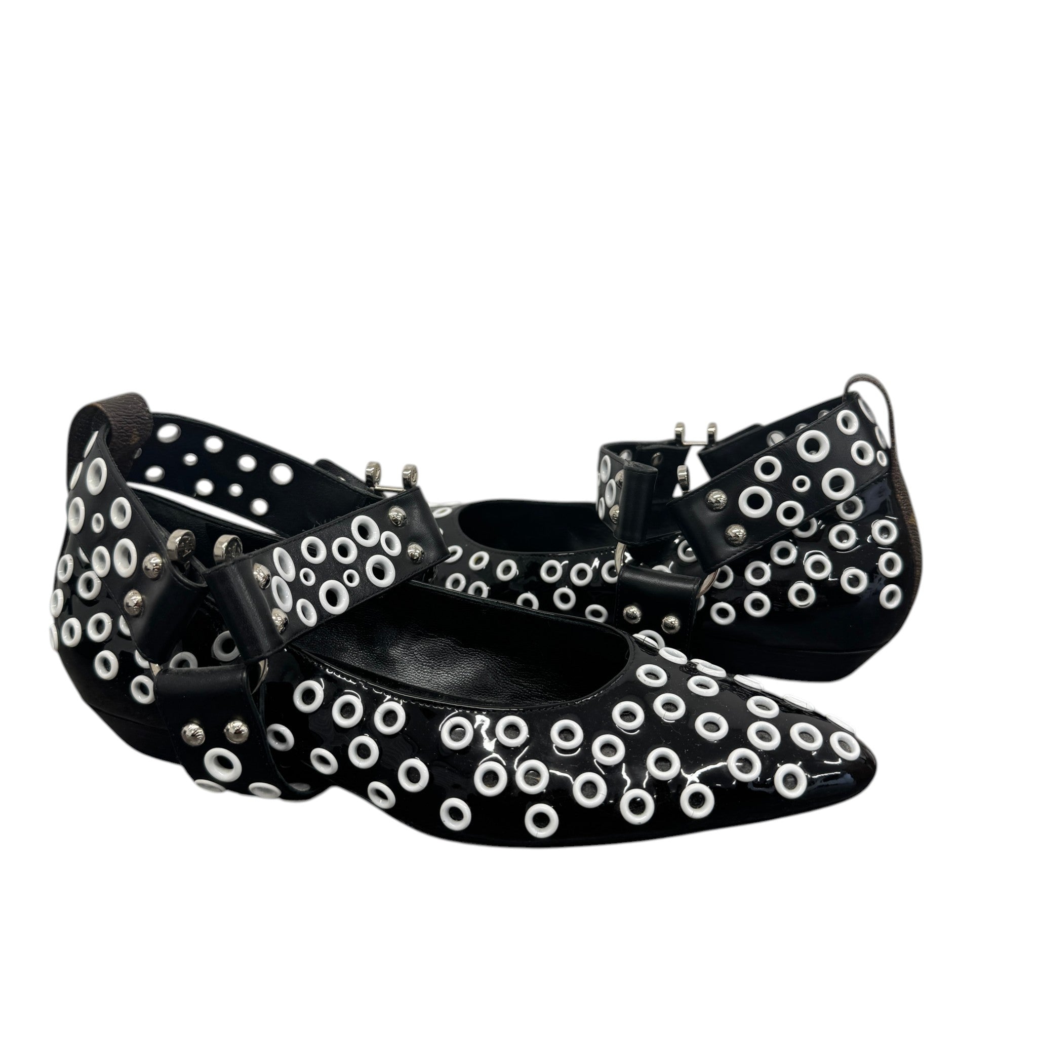 Women's Eyelet Ballet Flats Mules Black Size EU 39 / UK 6