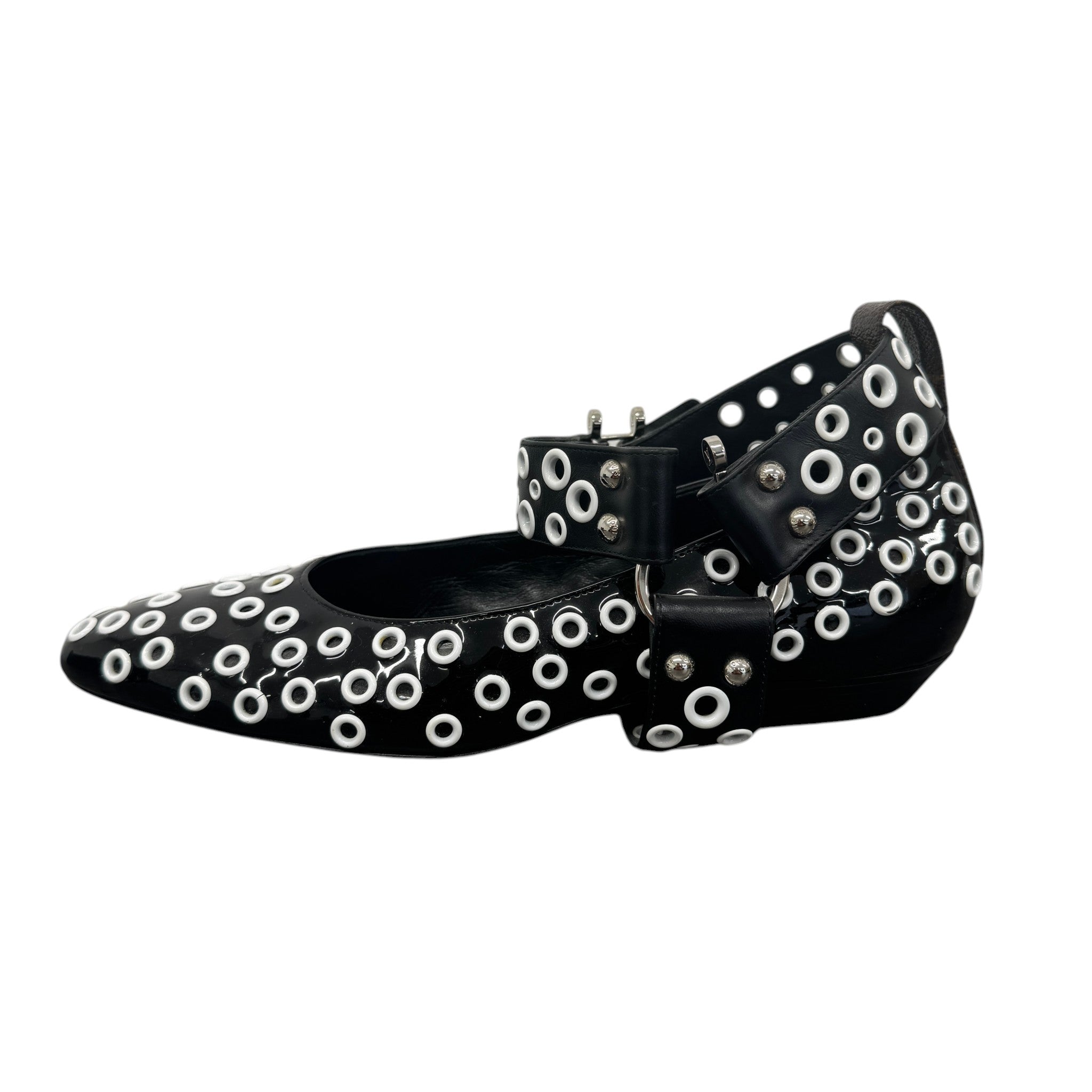 Women's Eyelet Ballet Flats Mules Black Size EU 39 / UK 6