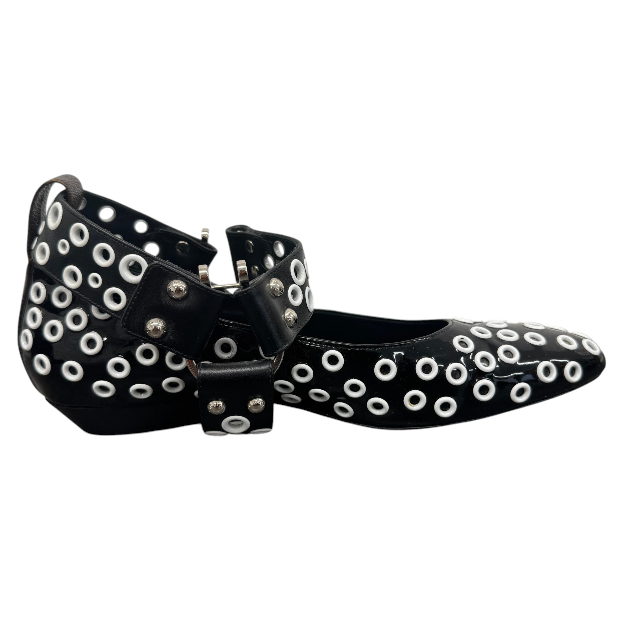 Women's Eyelet Ballet Flats Mules Black Size EU 39 / UK 6