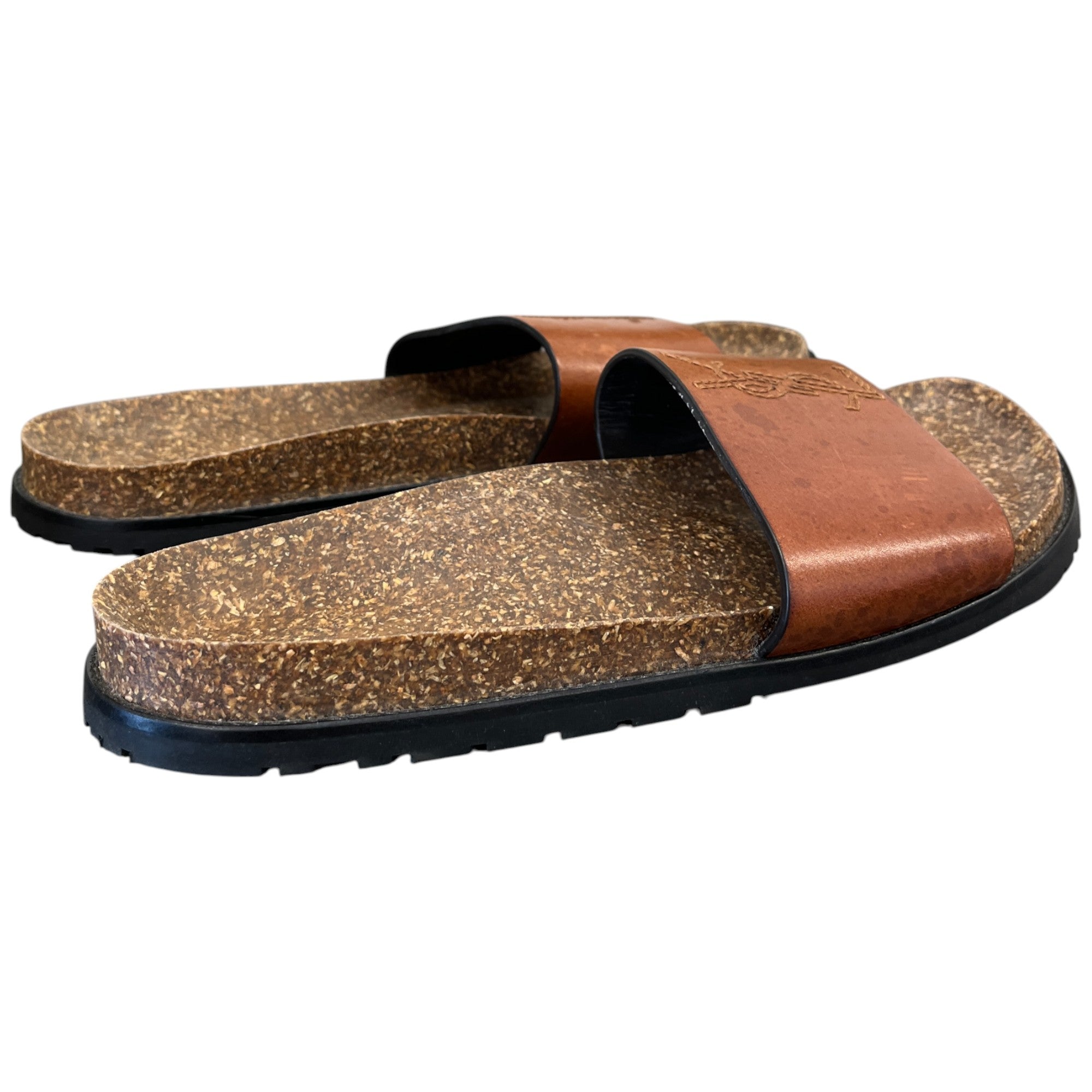Women's Embroidered Logo Slides Brown Size EU 41 / UK 8