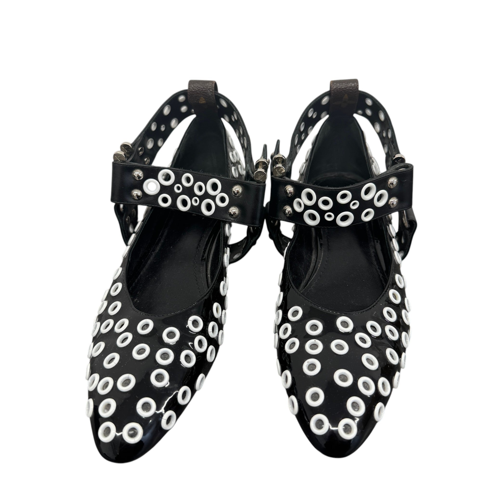 Women's Eyelet Ballet Flats Mules Black Size EU 39 / UK 6