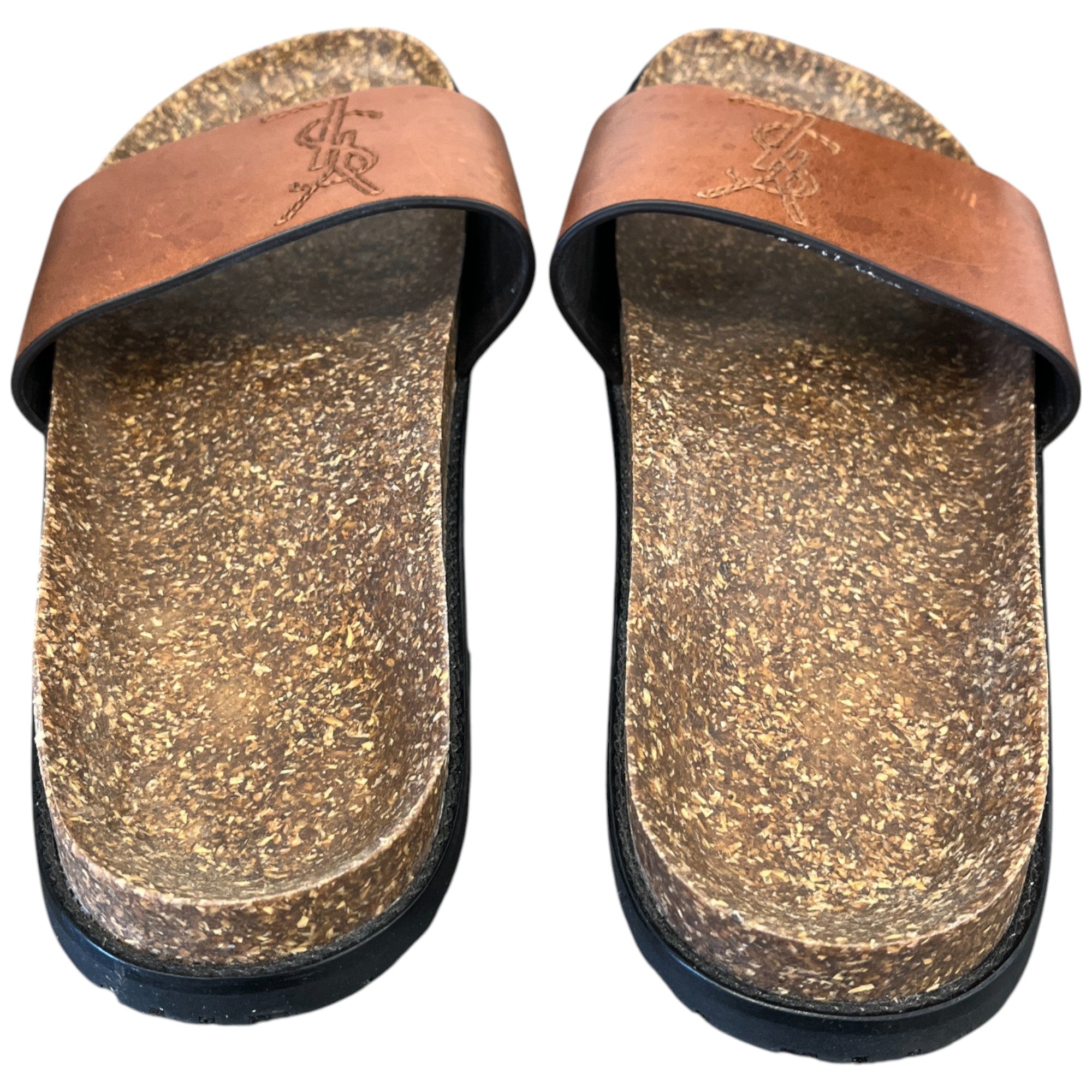 Women's Embroidered Logo Slides Brown Size EU 41 / UK 8