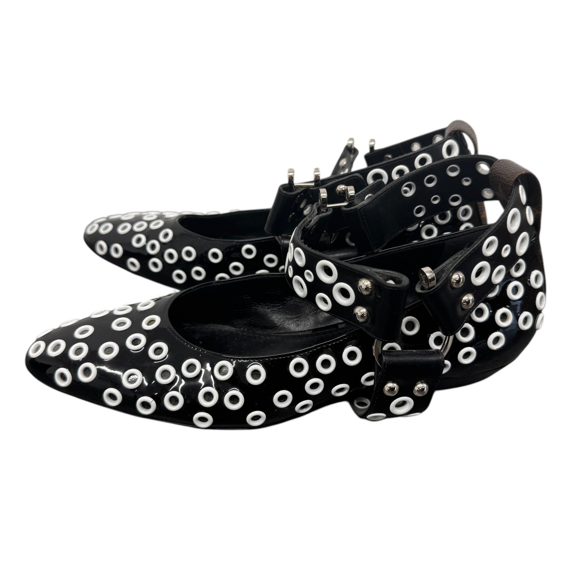 Women's Eyelet Ballet Flats Mules Black Size EU 39 / UK 6