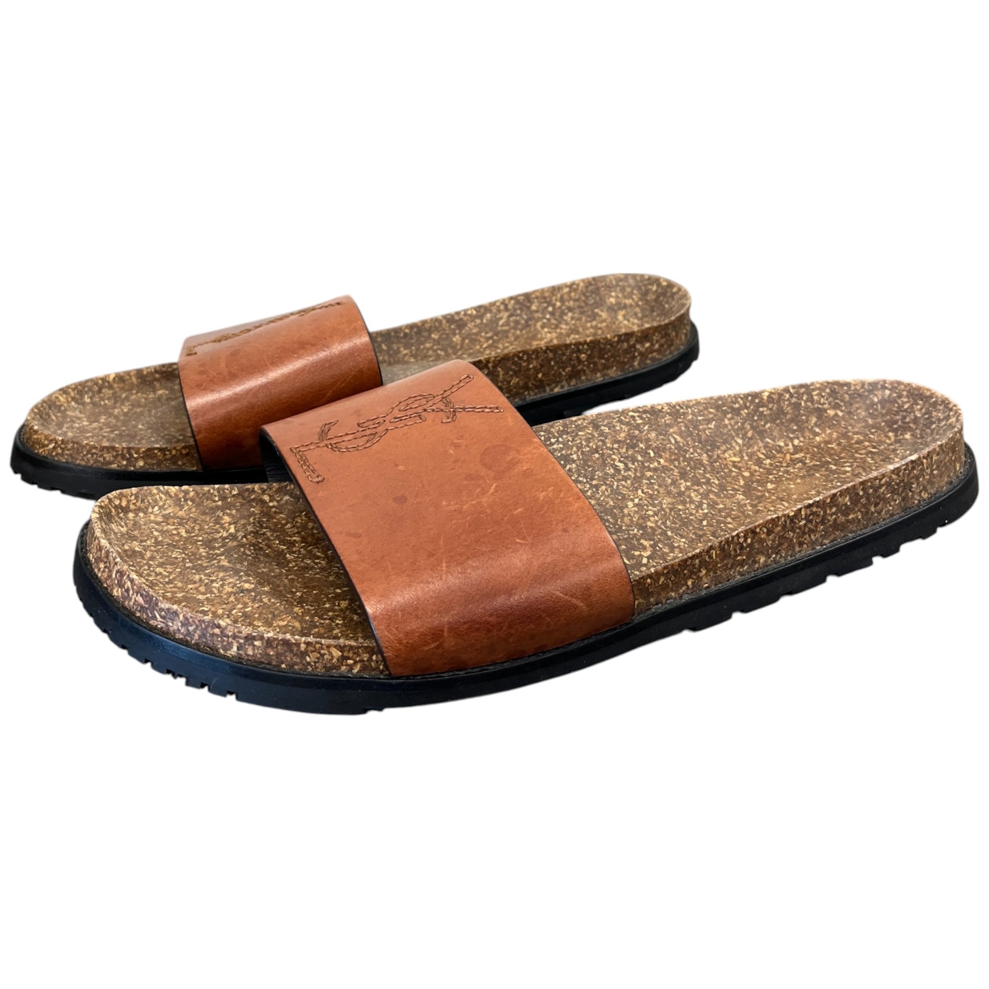 Women's Embroidered Logo Slides Brown Size EU 41 / UK 8