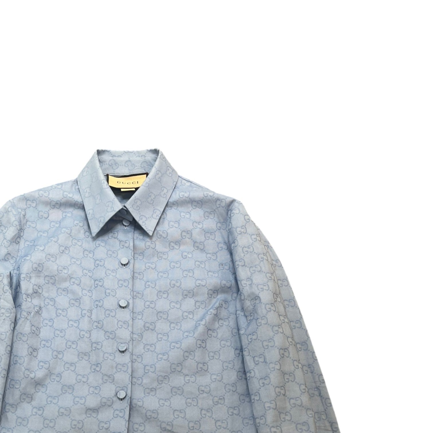 Women's Gg Supreme Cropped Long Sleeve Shirt Blue Size S