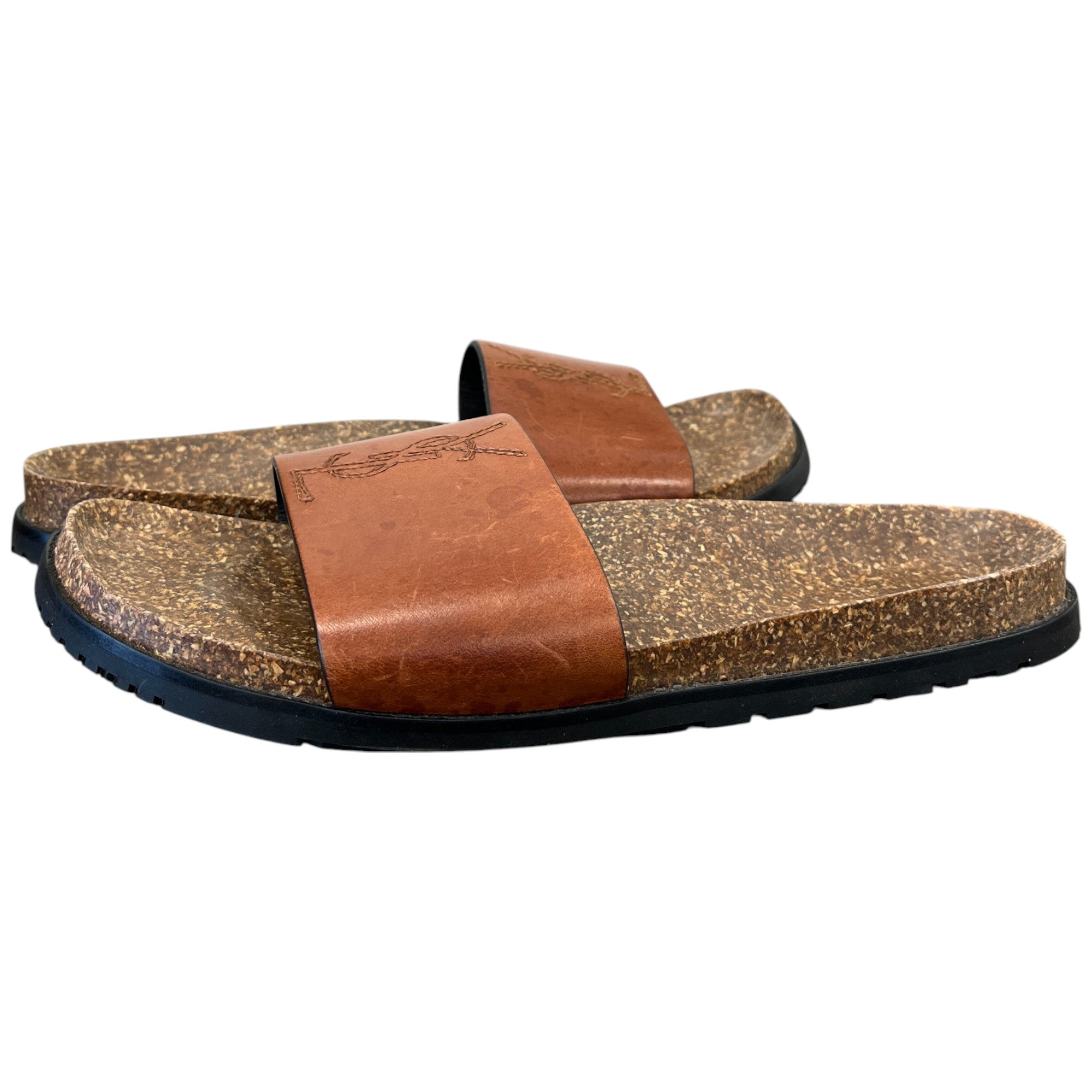 Women's Embroidered Logo Slides Brown Size EU 41 / UK 8