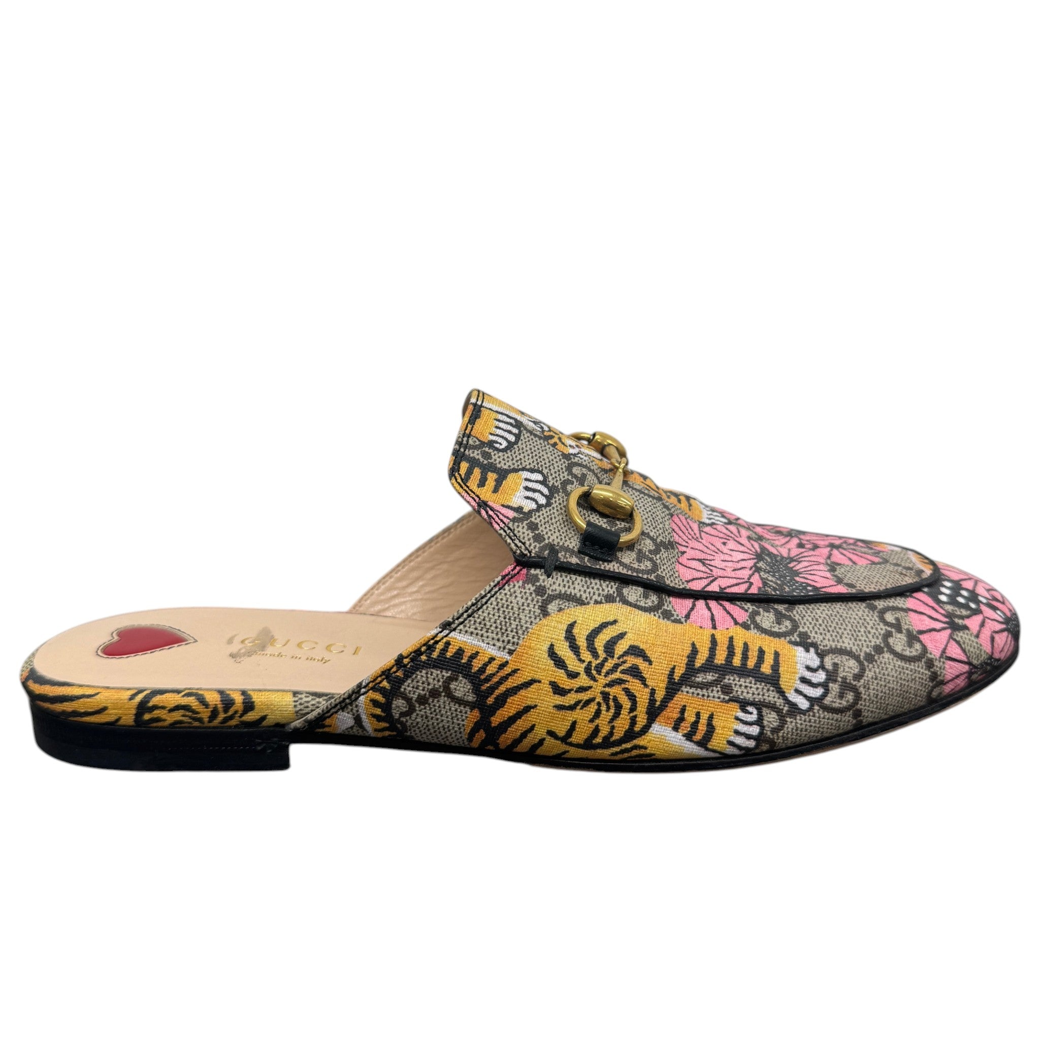 Women's Bengal Tiger Print Princetown Loafers Beige Size EU 37 / UK 4