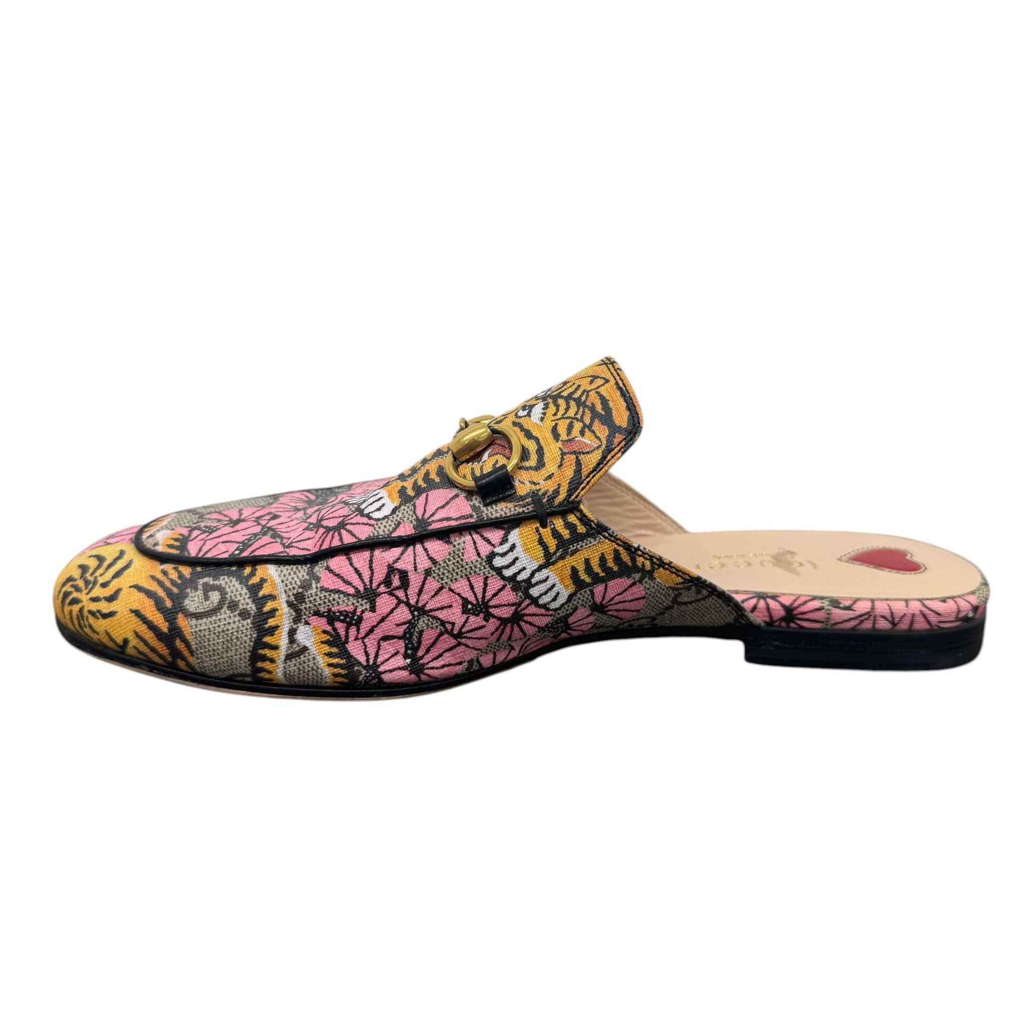 Women's Bengal Tiger Print Princetown Loafers Beige Size EU 37 / UK 4