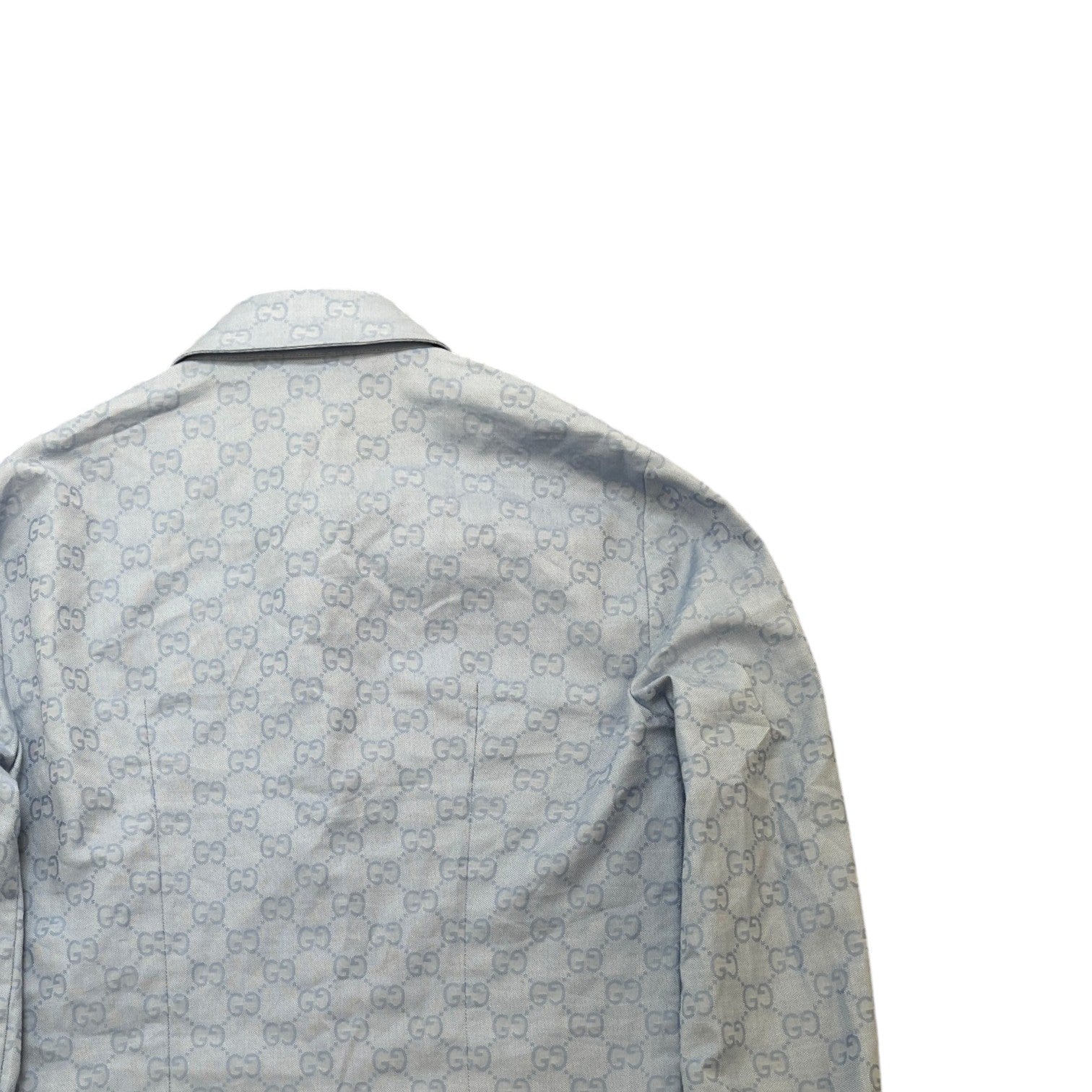Women's Gg Supreme Cropped Long Sleeve Shirt Blue Size S