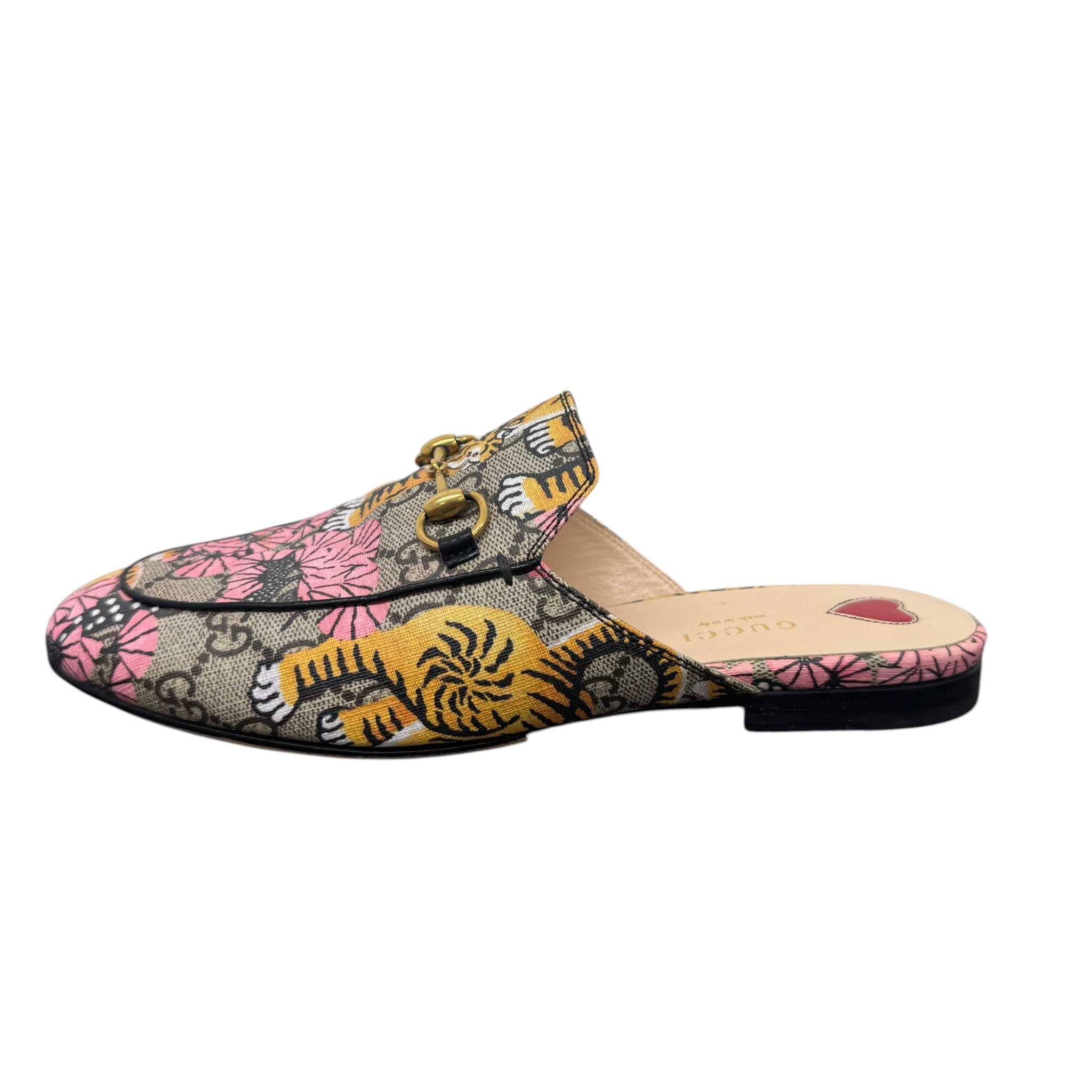 Women's Bengal Tiger Print Princetown Loafers Beige Size EU 37 / UK 4