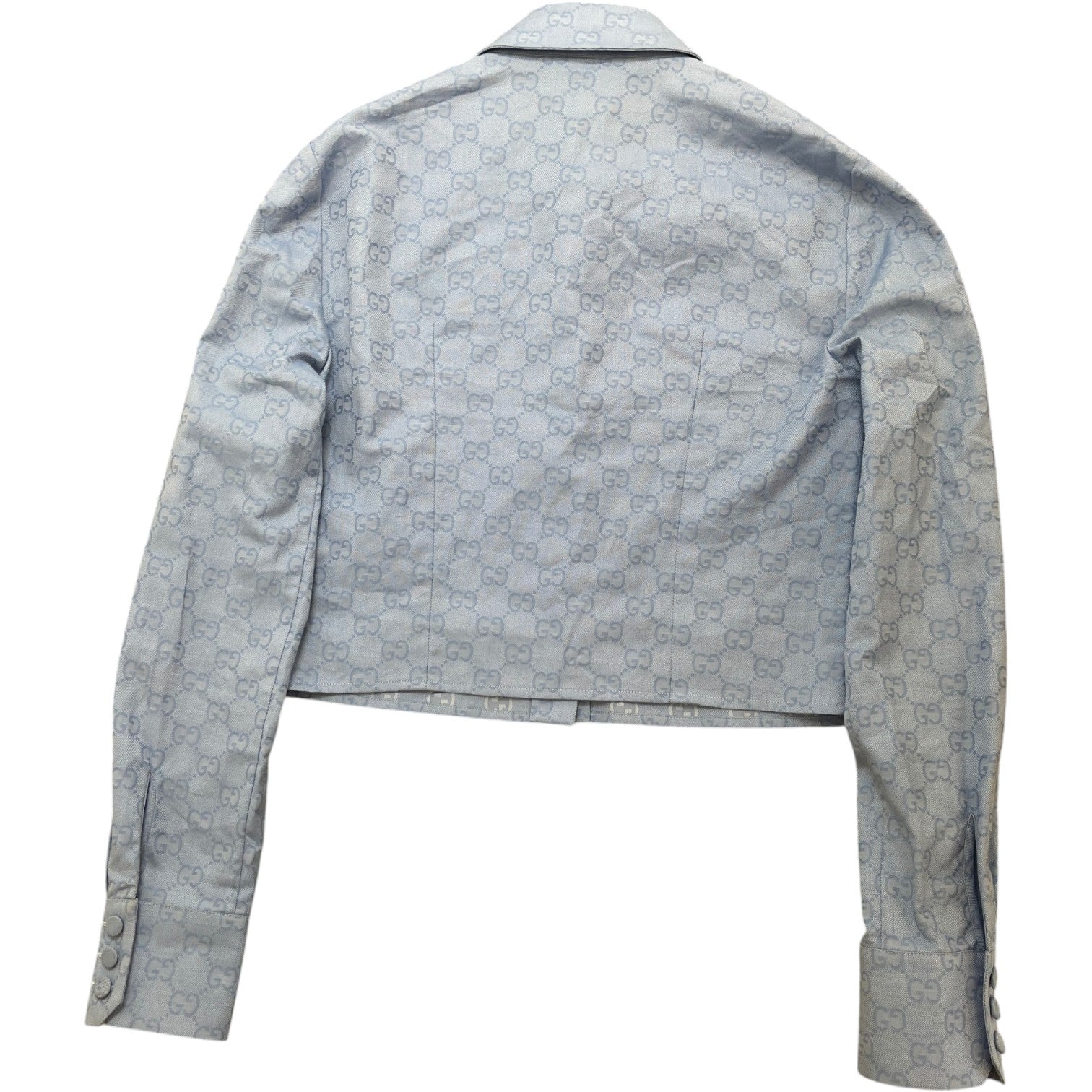 Women's Gg Supreme Cropped Long Sleeve Shirt Blue Size S