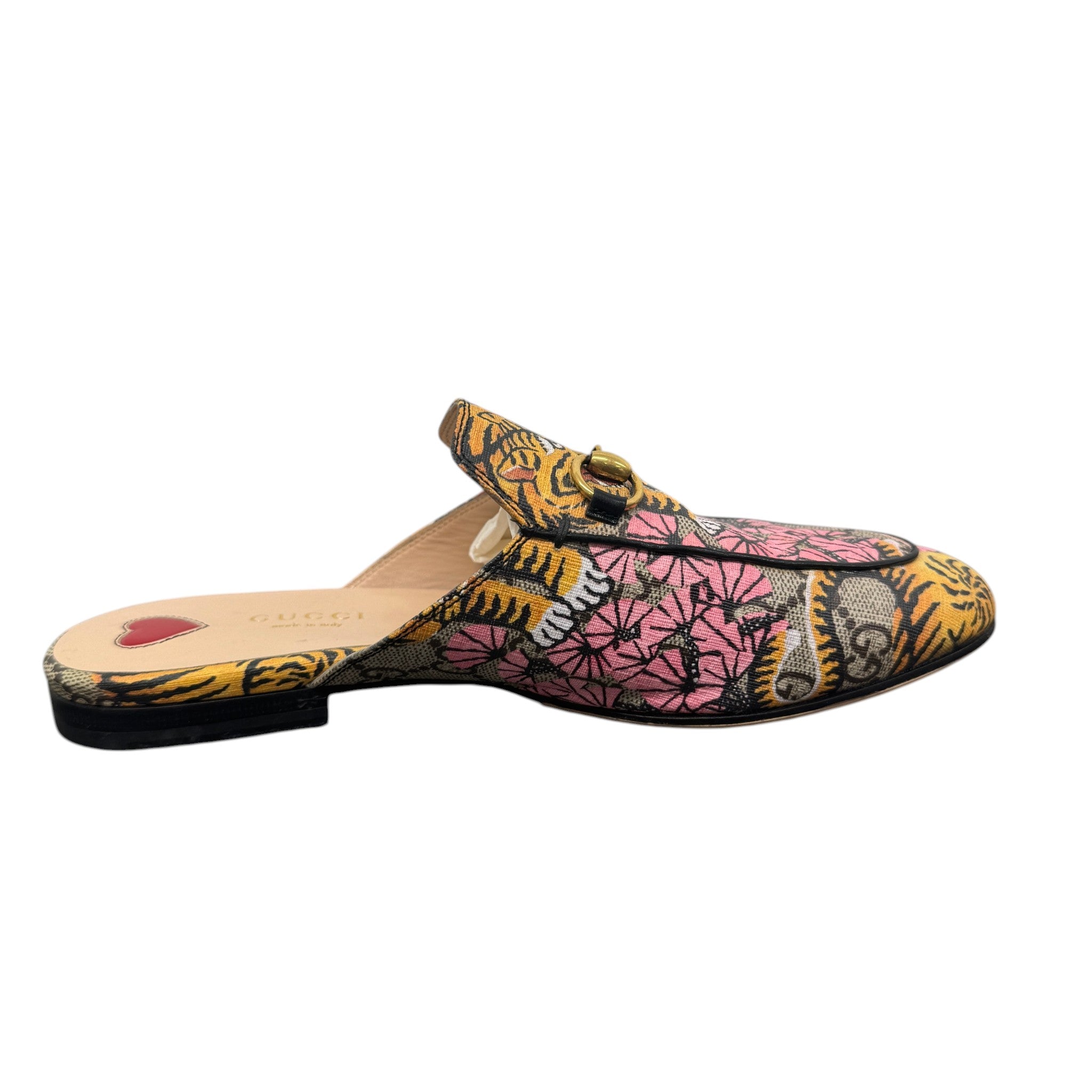 Women's Bengal Tiger Print Princetown Loafers Beige Size EU 37 / UK 4