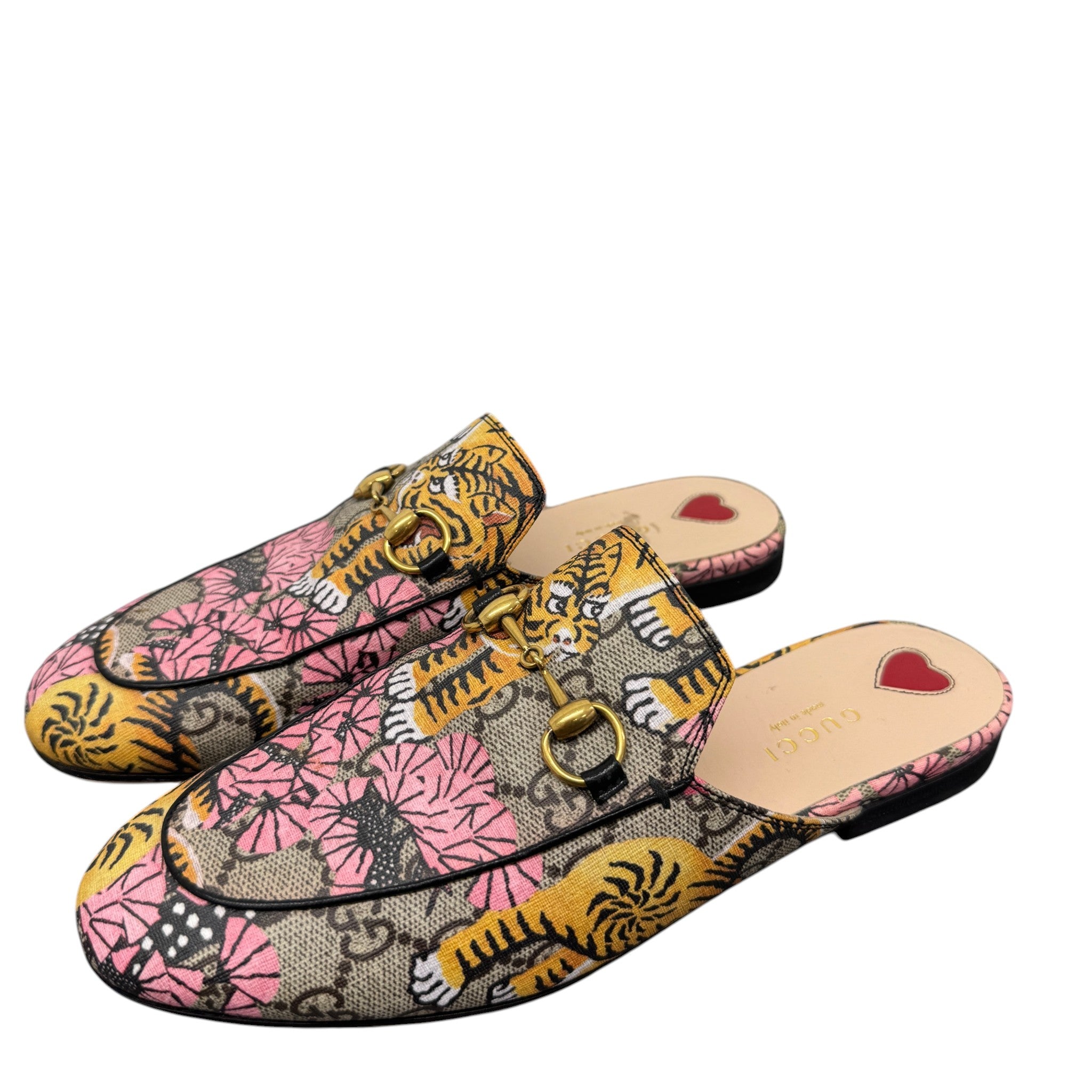 Women's Bengal Tiger Print Princetown Loafers Beige Size EU 37 / UK 4
