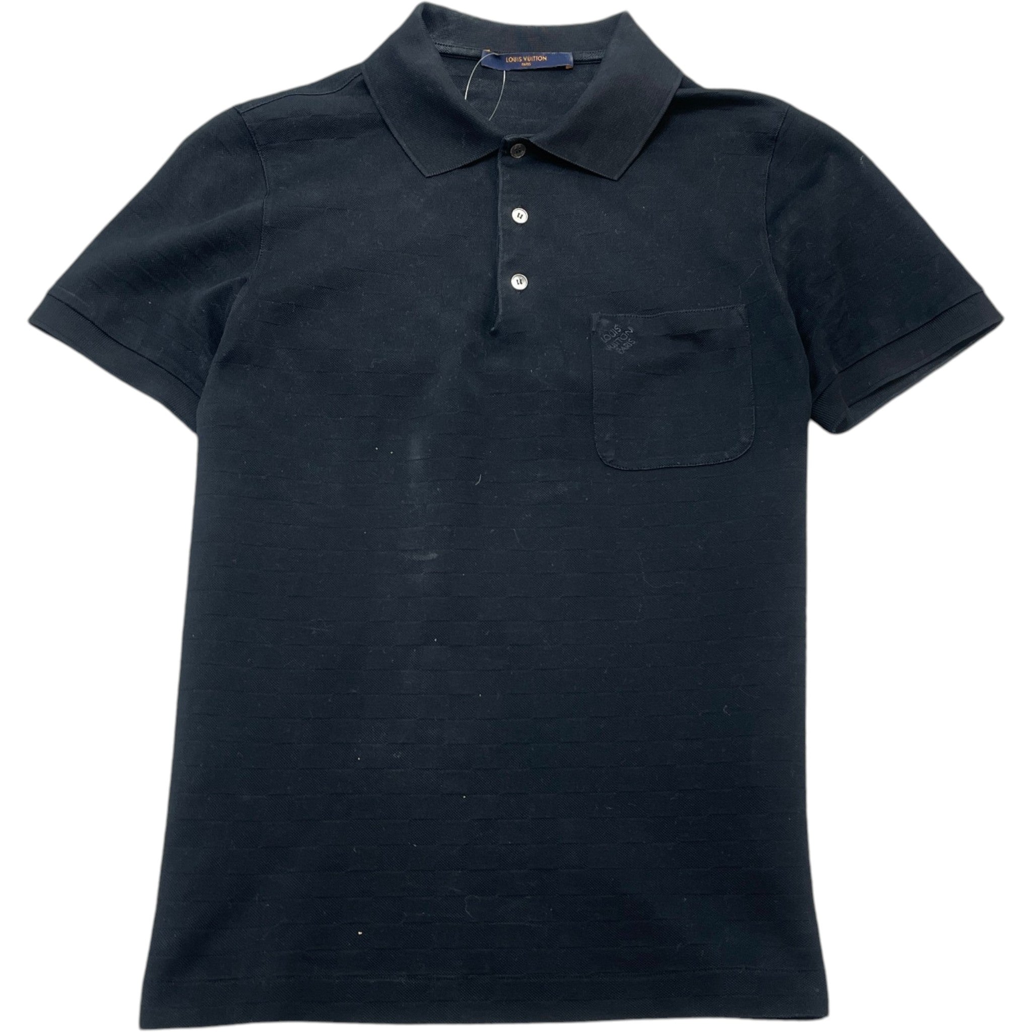 Men's Full Damier Polo Shirt Black Size S