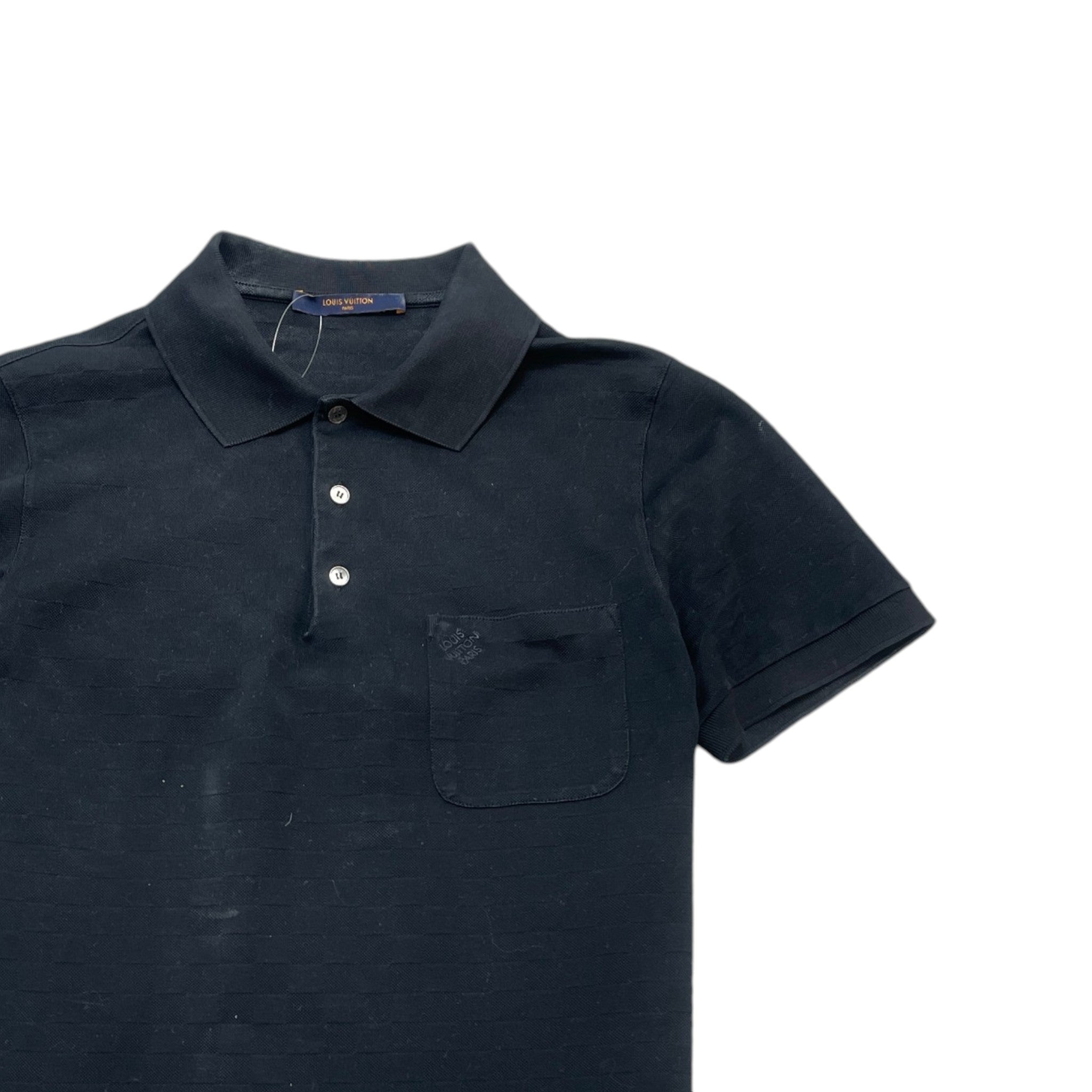 Men's Full Damier Polo Shirt Black Size S