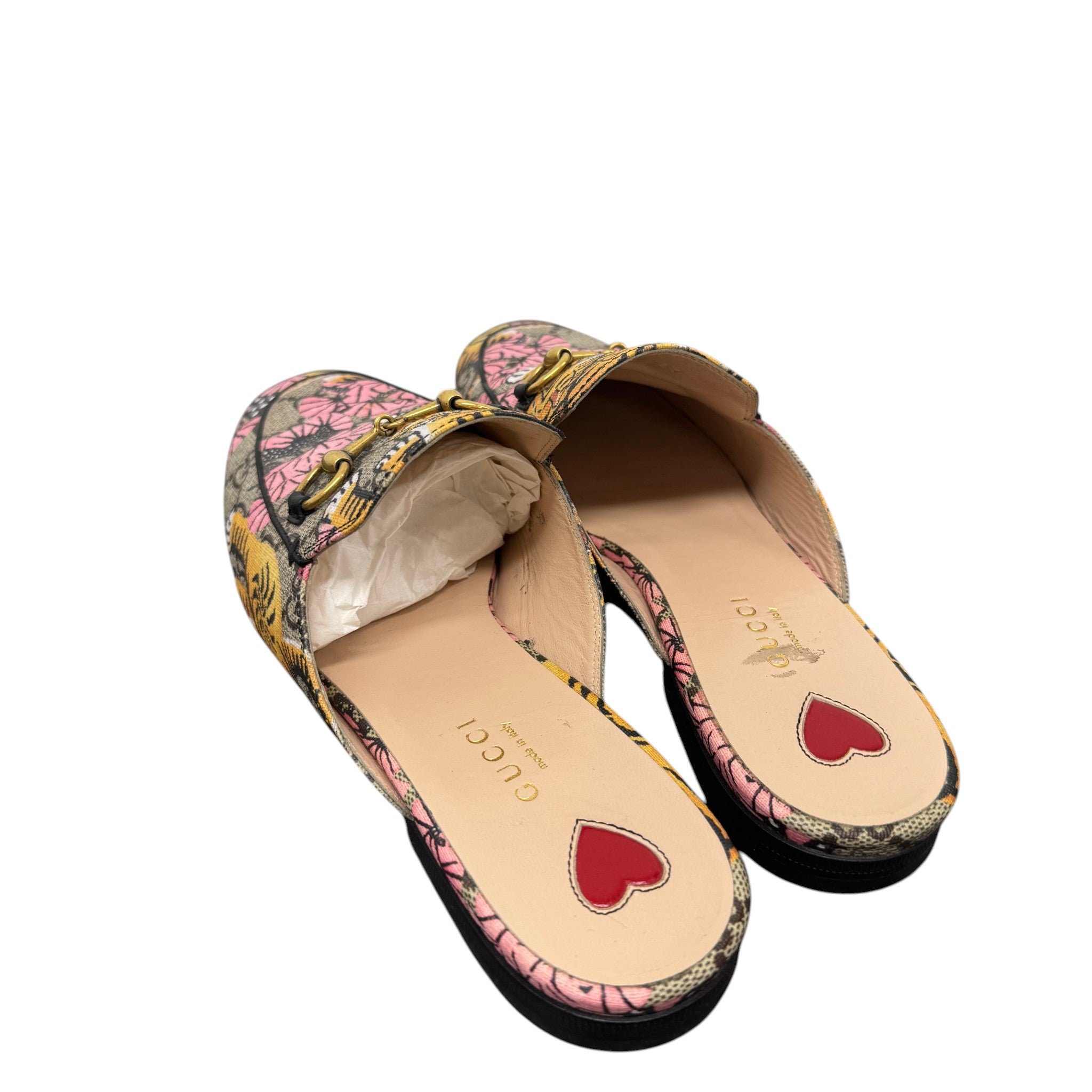 Women's Bengal Tiger Print Princetown Loafers Beige Size EU 37 / UK 4