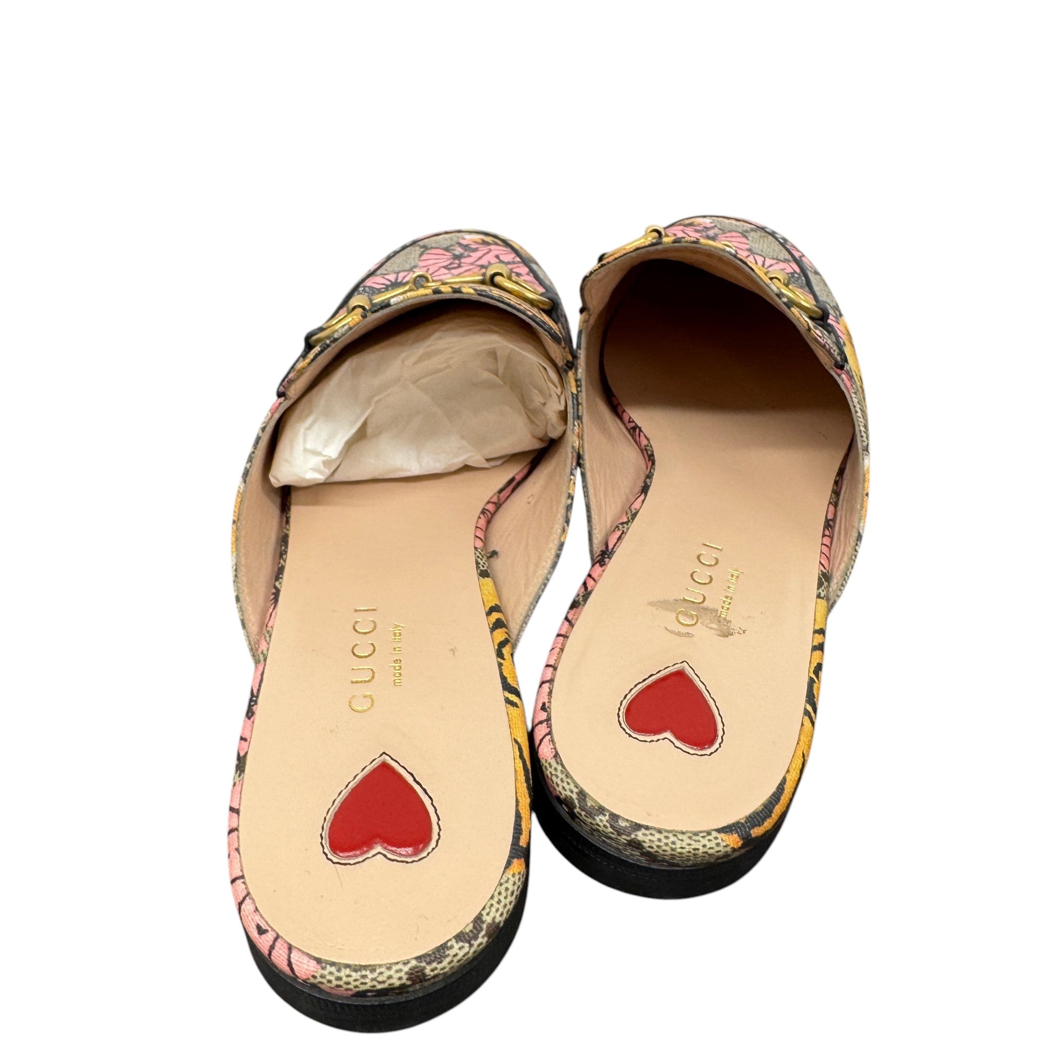 Women's Bengal Tiger Print Princetown Loafers Beige Size EU 37 / UK 4
