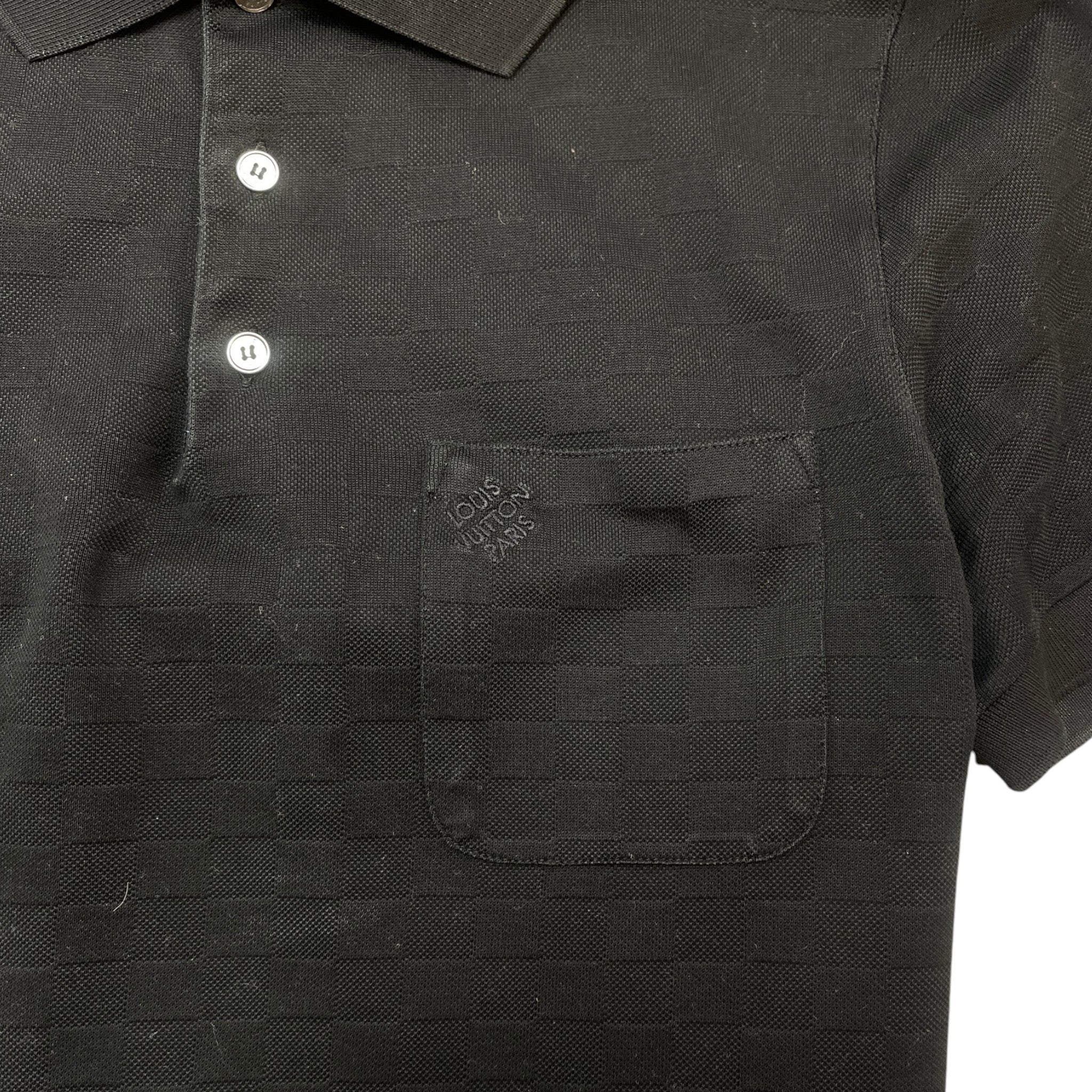 Men's Full Damier Polo Shirt Black Size S