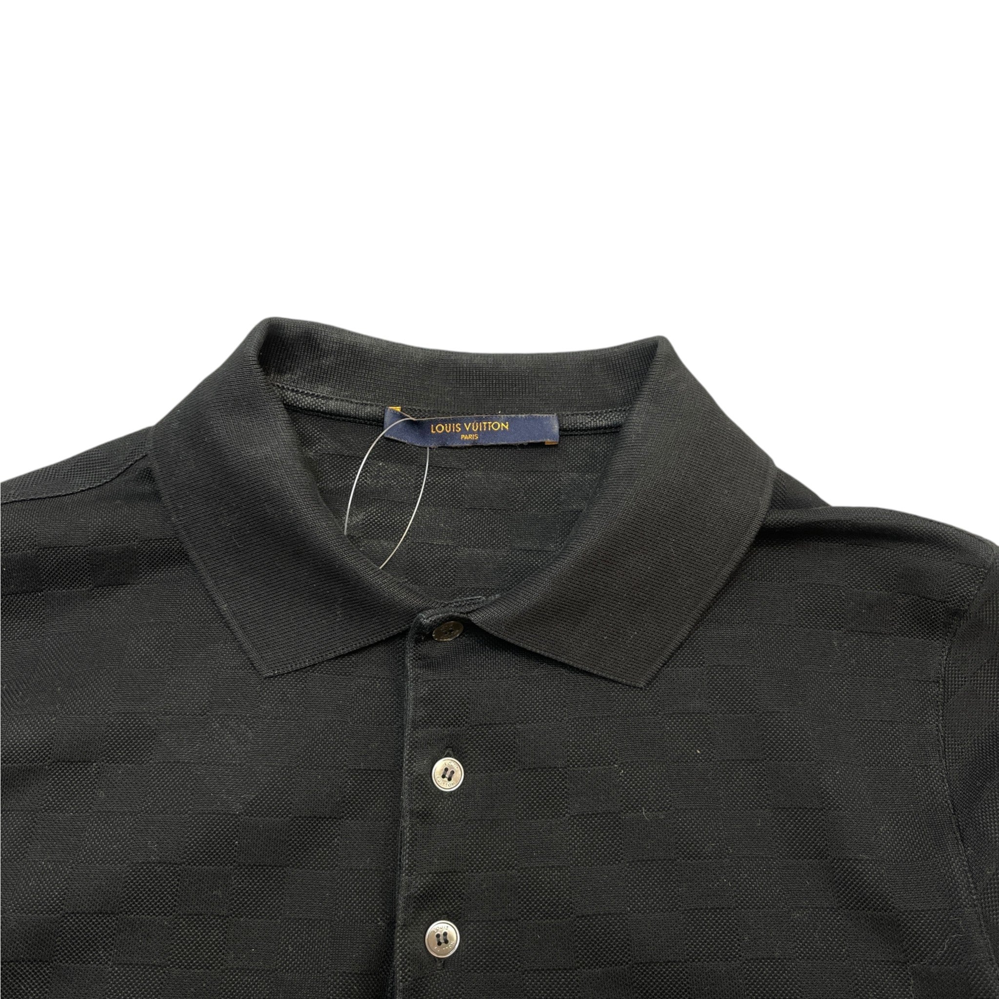 Men's Full Damier Polo Shirt Black Size S