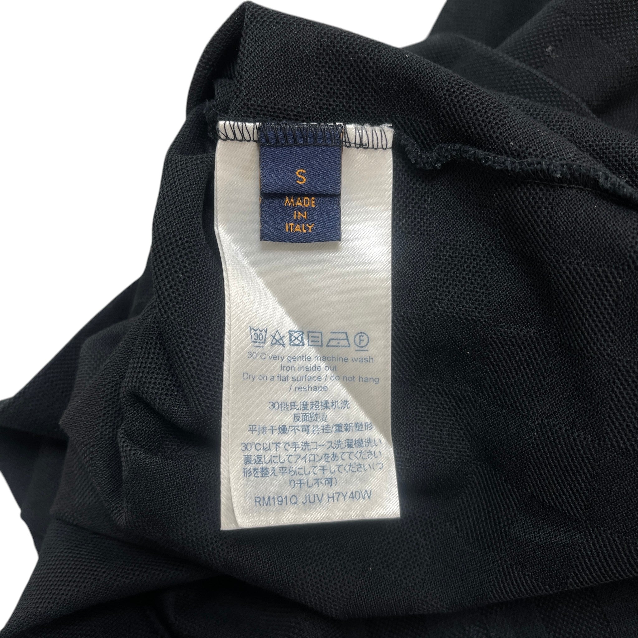Men's Full Damier Polo Shirt Black Size S