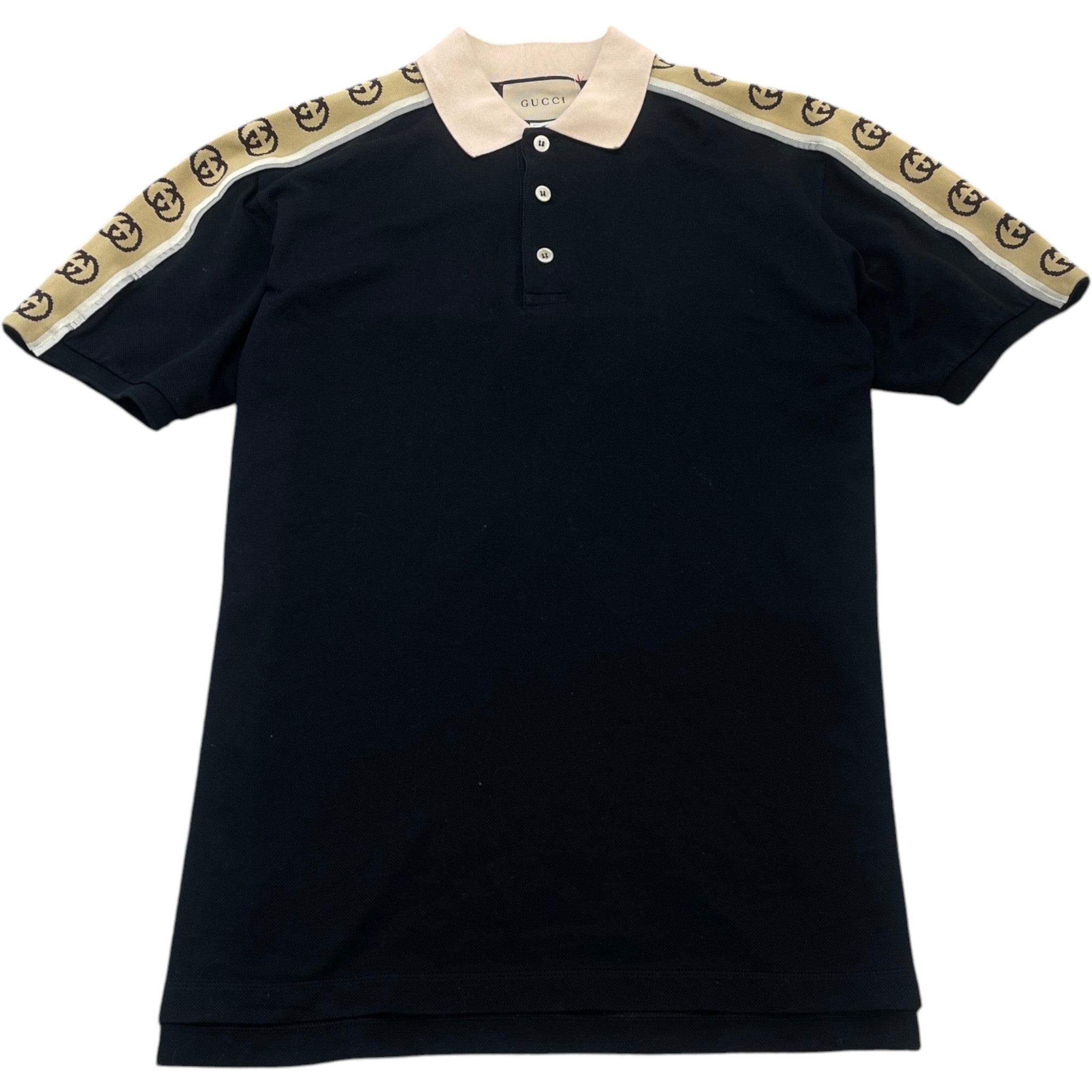 Men's Tape Logo Polo Shirt Black Size L