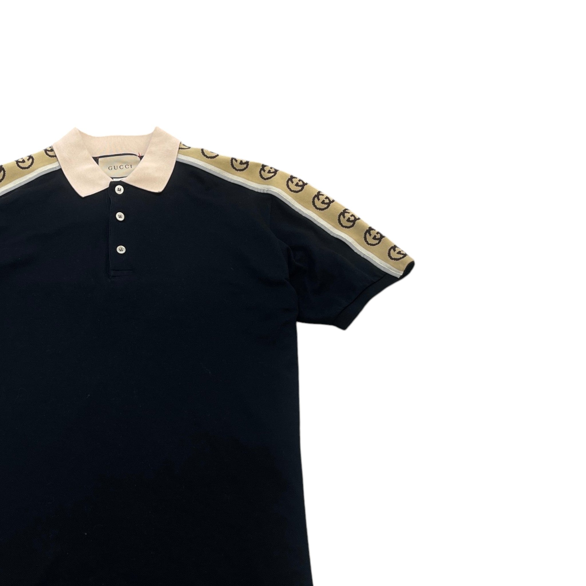 Men's Tape Logo Polo Shirt Black Size L