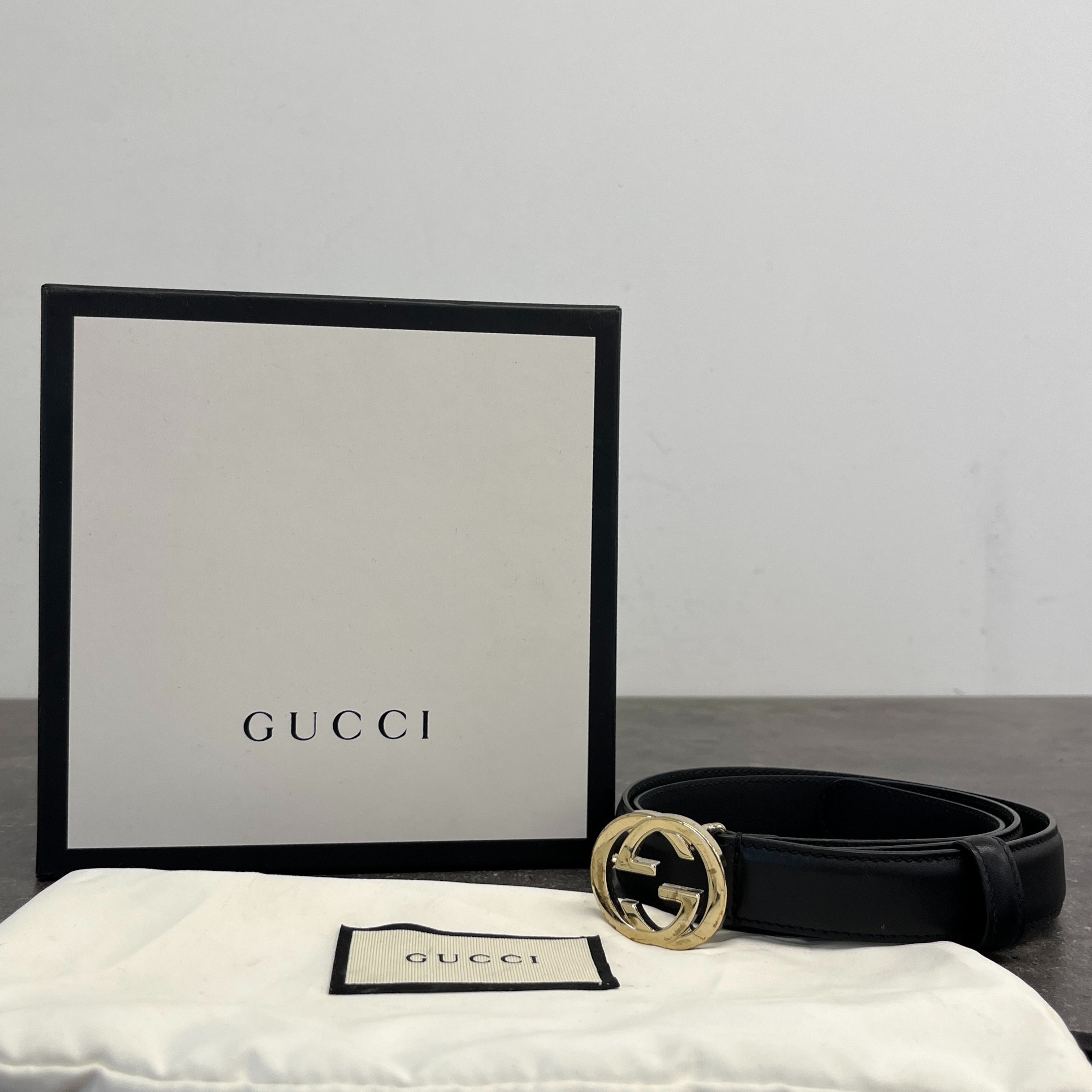 Women's Interlocking G Belt Black Size 85CM / UK 10