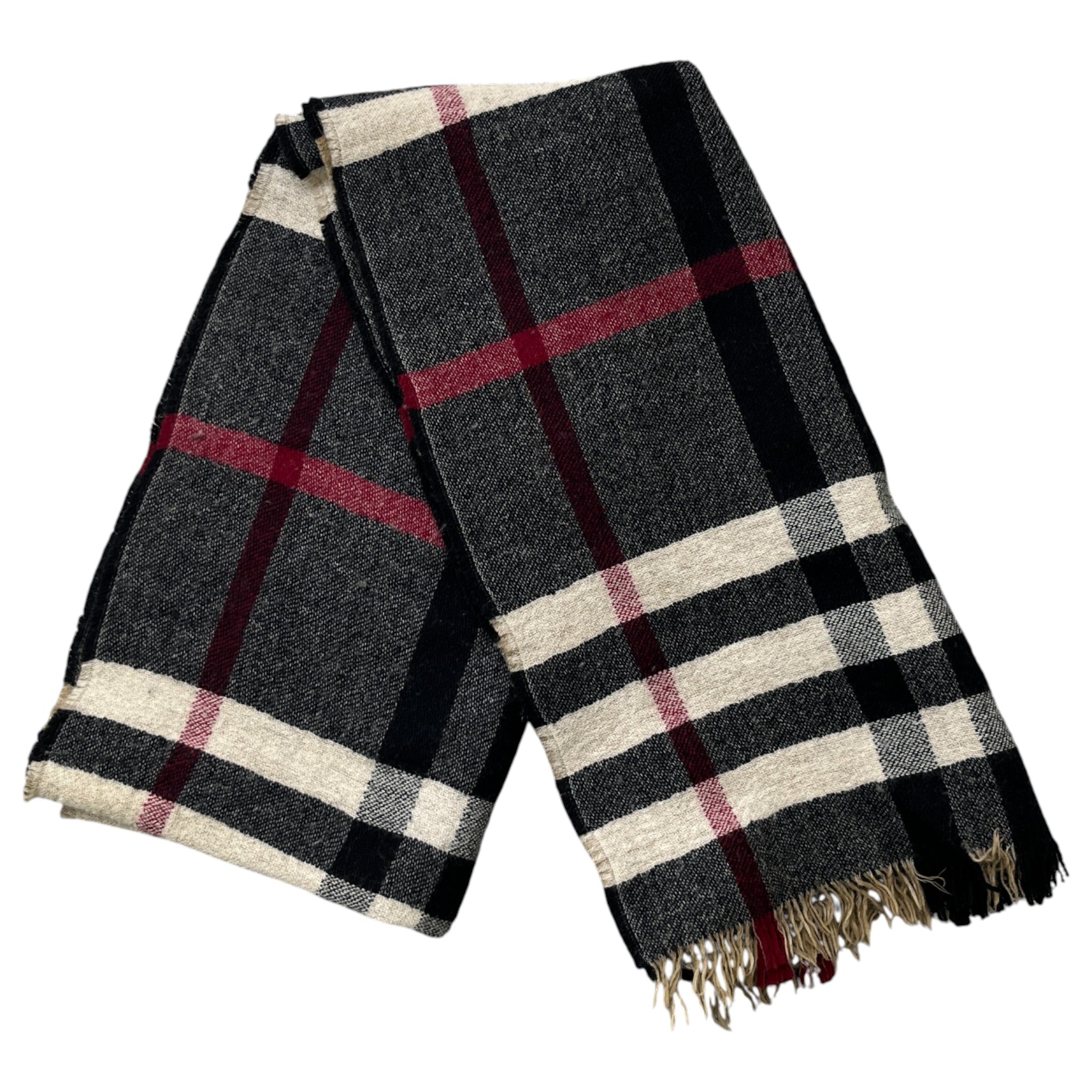 Men's Check Print Scarf Black