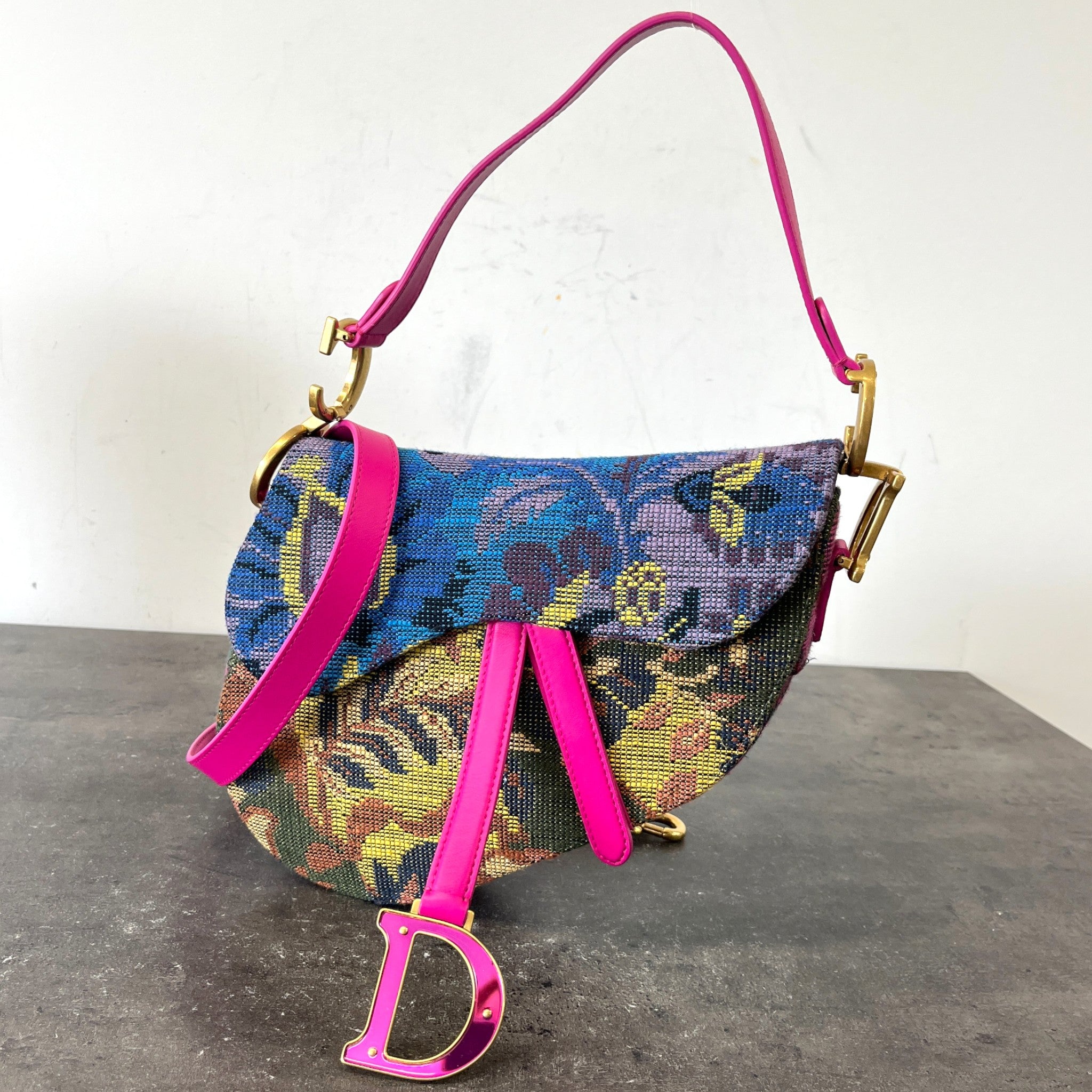 Women's Limited Edition Embroidered Saddle Bag Pink