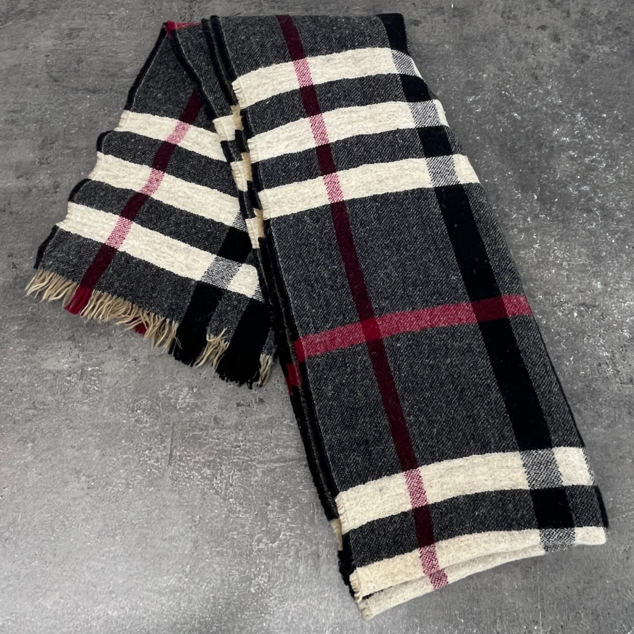 Men's Check Print Scarf Black