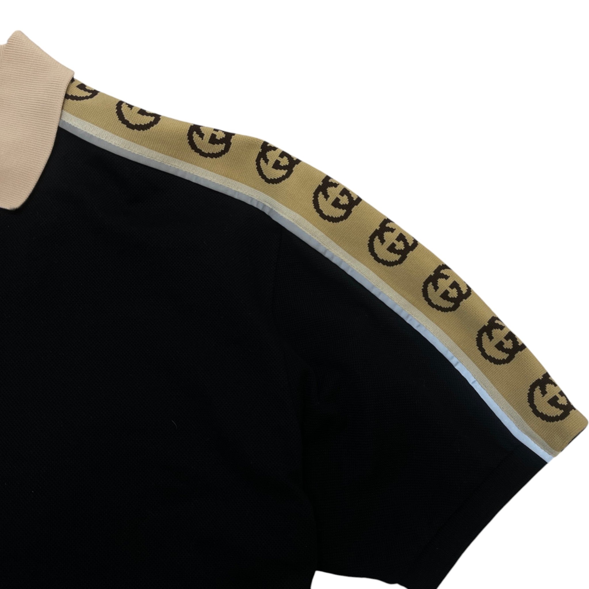 Men's Tape Logo Polo Shirt Black Size L