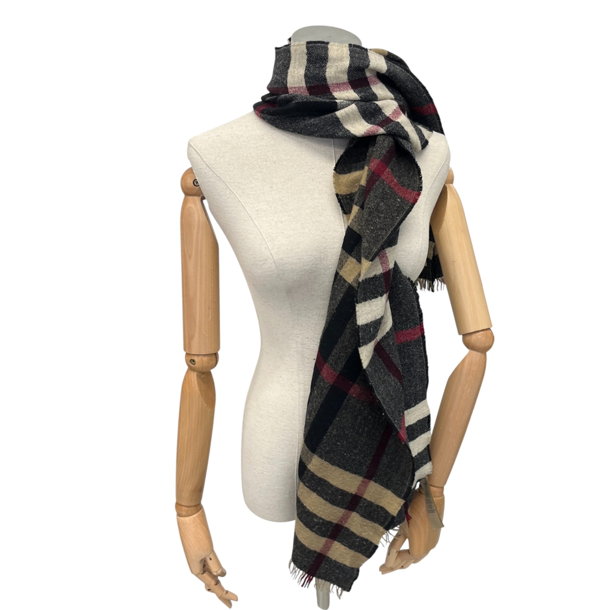 Men's Check Print Scarf Black