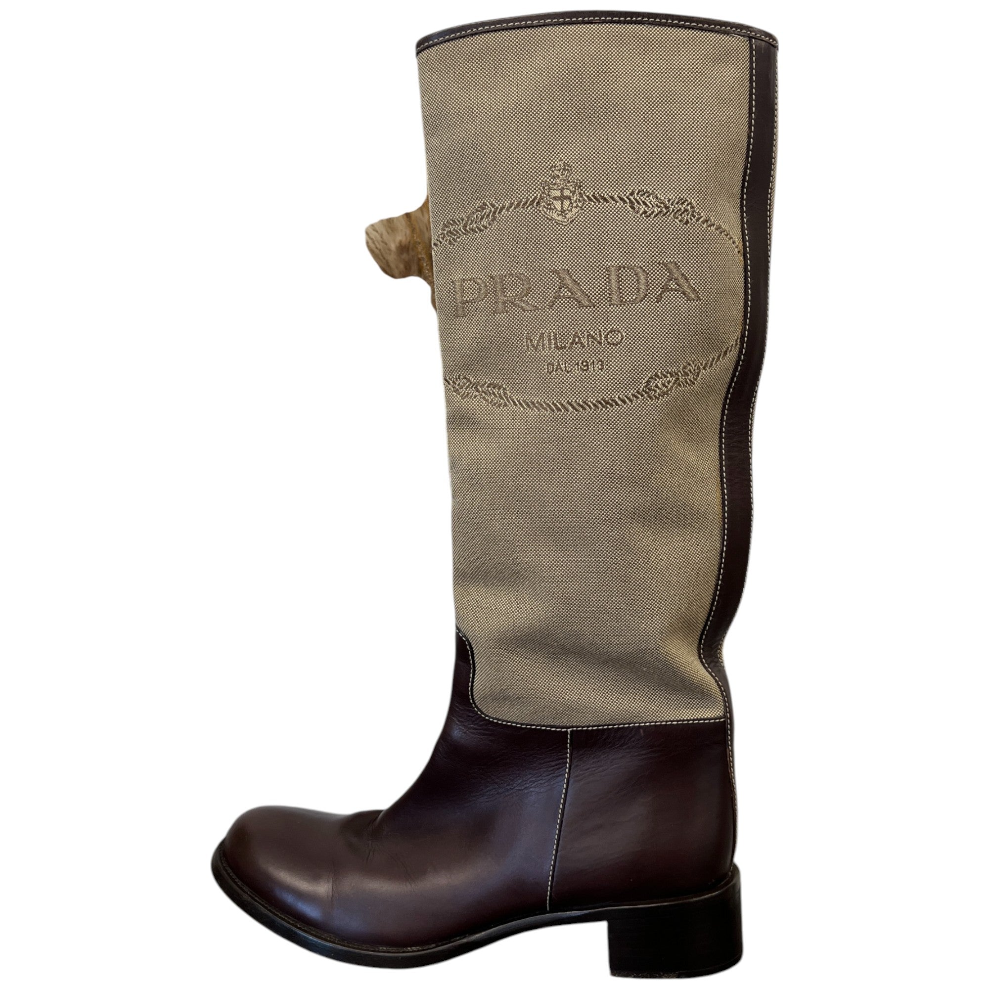 Women's Logo Knee High Boots Brown Size EU 38.5 / UK 5.5
