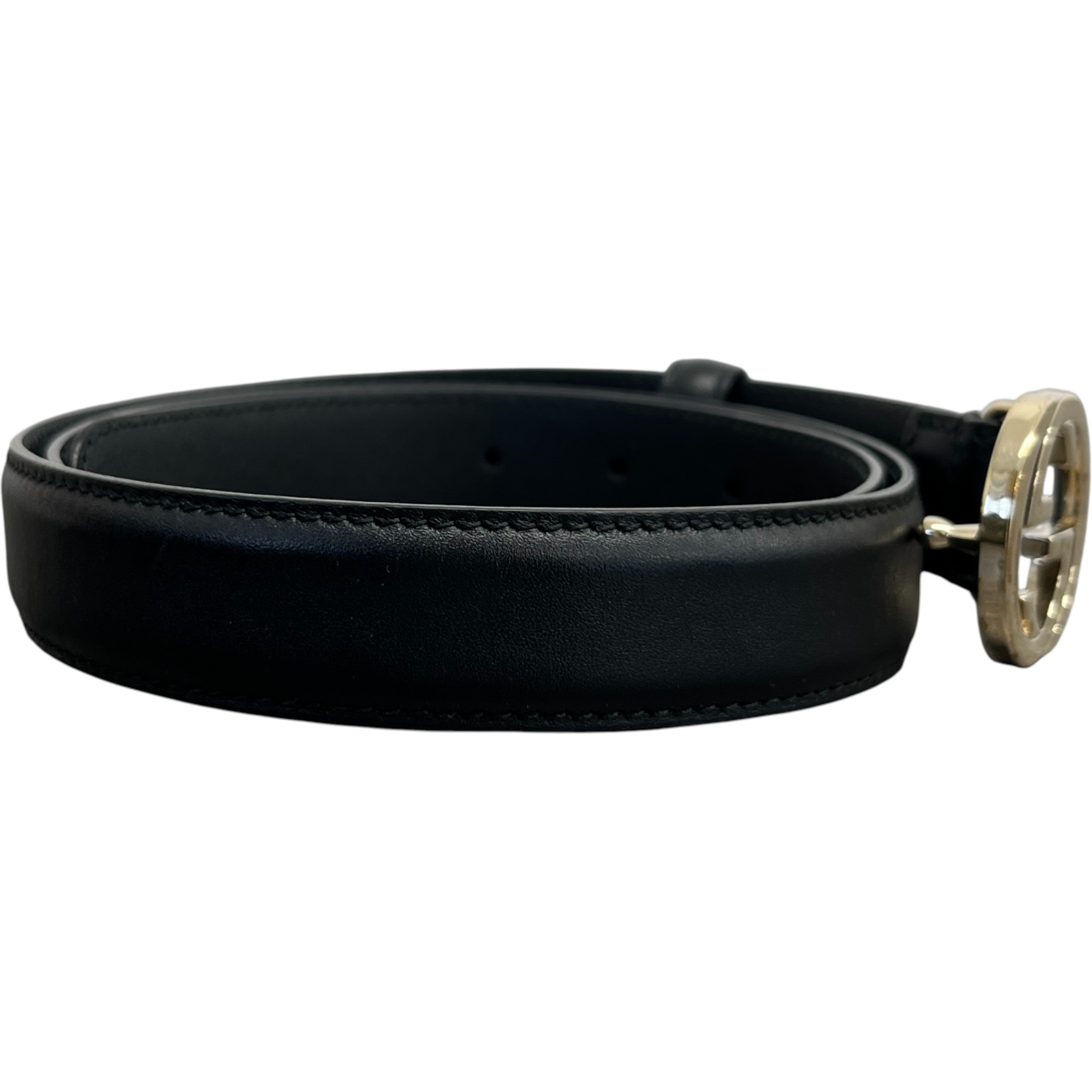 Women's Interlocking G Belt Black Size 85CM / UK 10