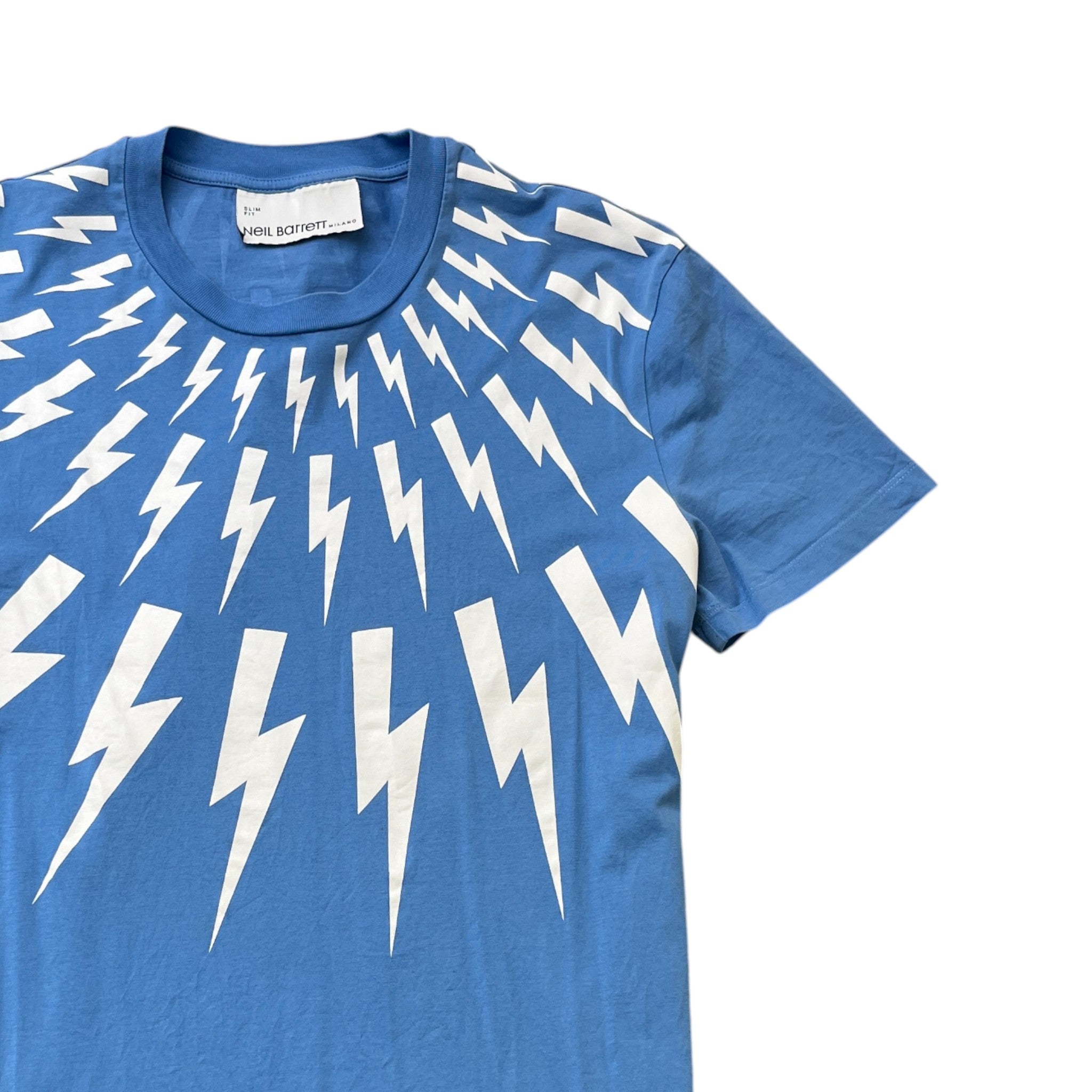 Men's Lightning Bolt Logo T-Shirt Blue Size M